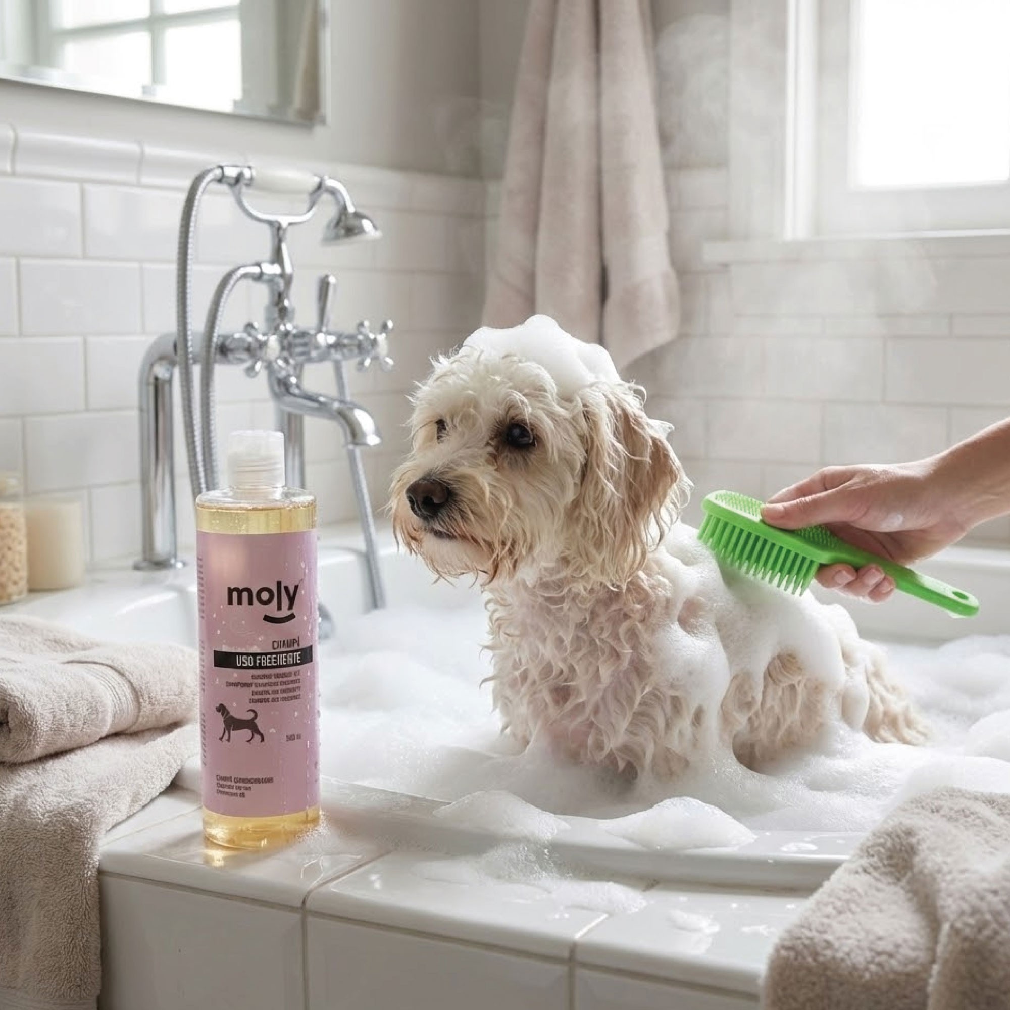 Cepillo Multiusos de Silicona 26 cm Moly | Especial para Perros con Dermatitis y Piel Sensible