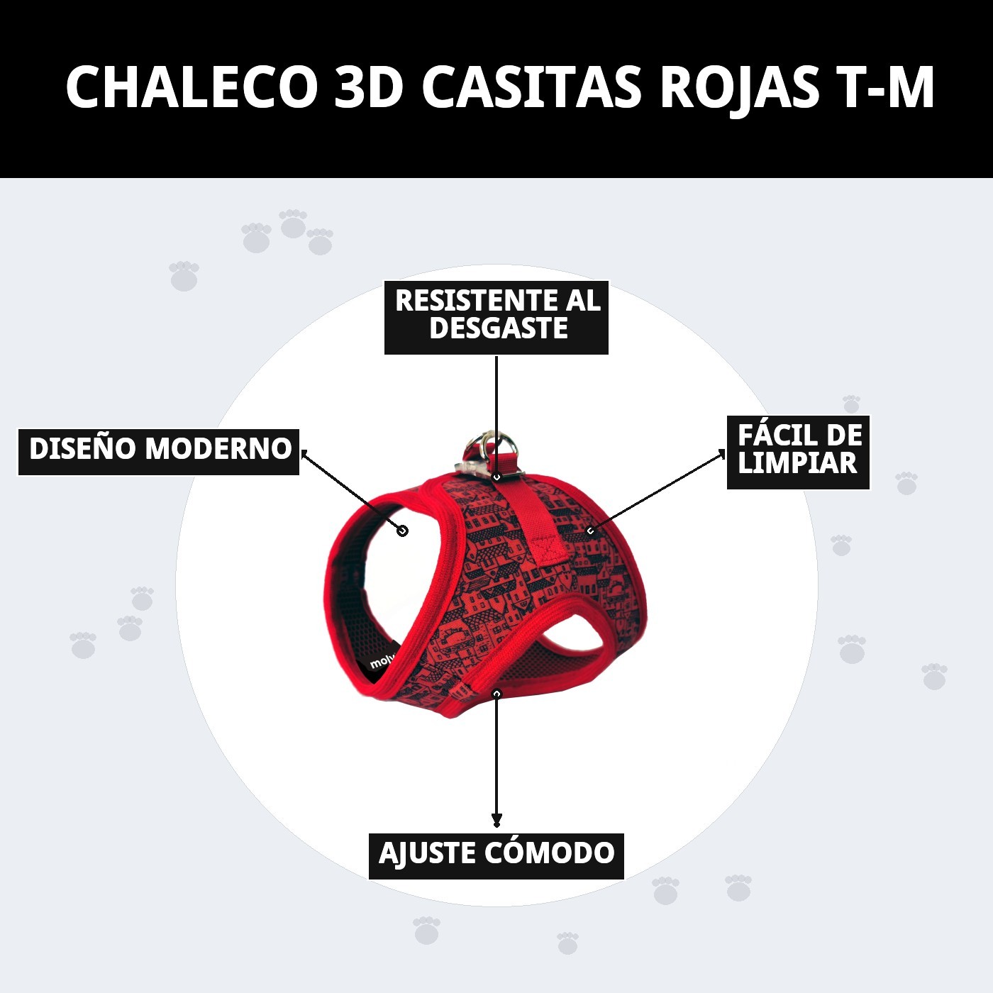 CHALECO 3D CASITAS ROJAS T-M