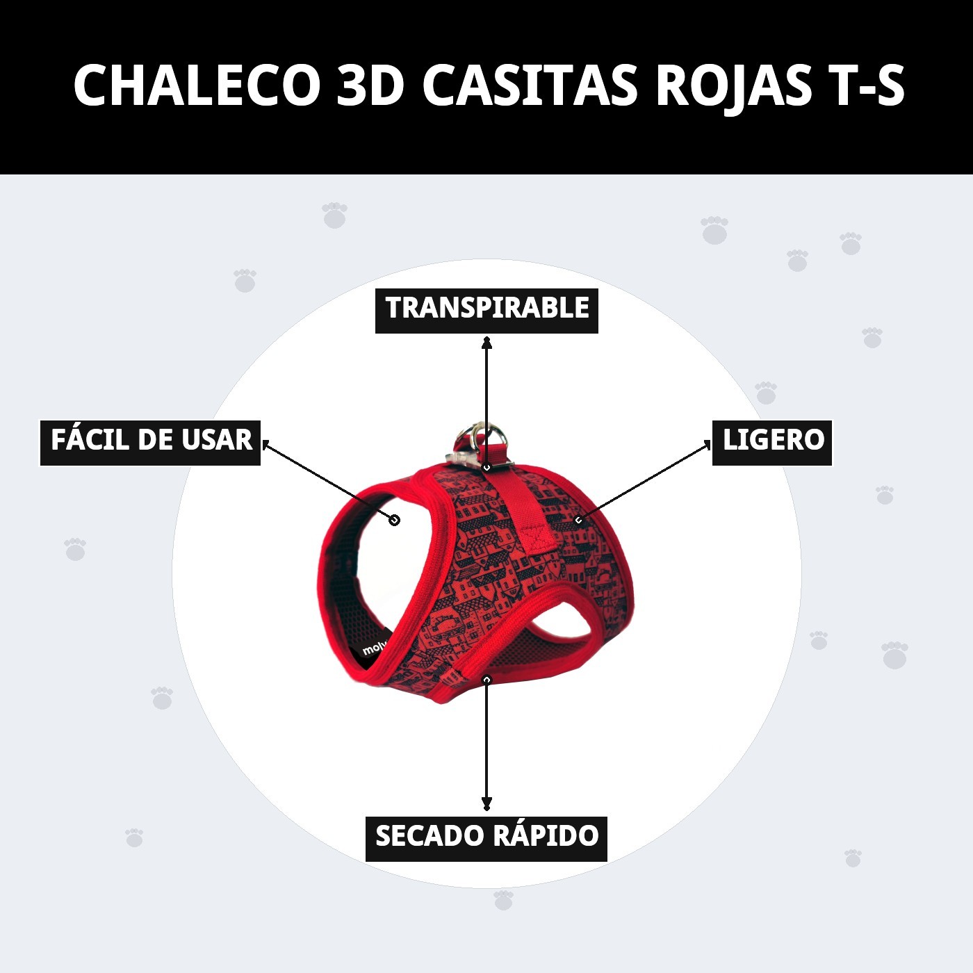 CHALECO 3D CASITAS ROJAS T-S