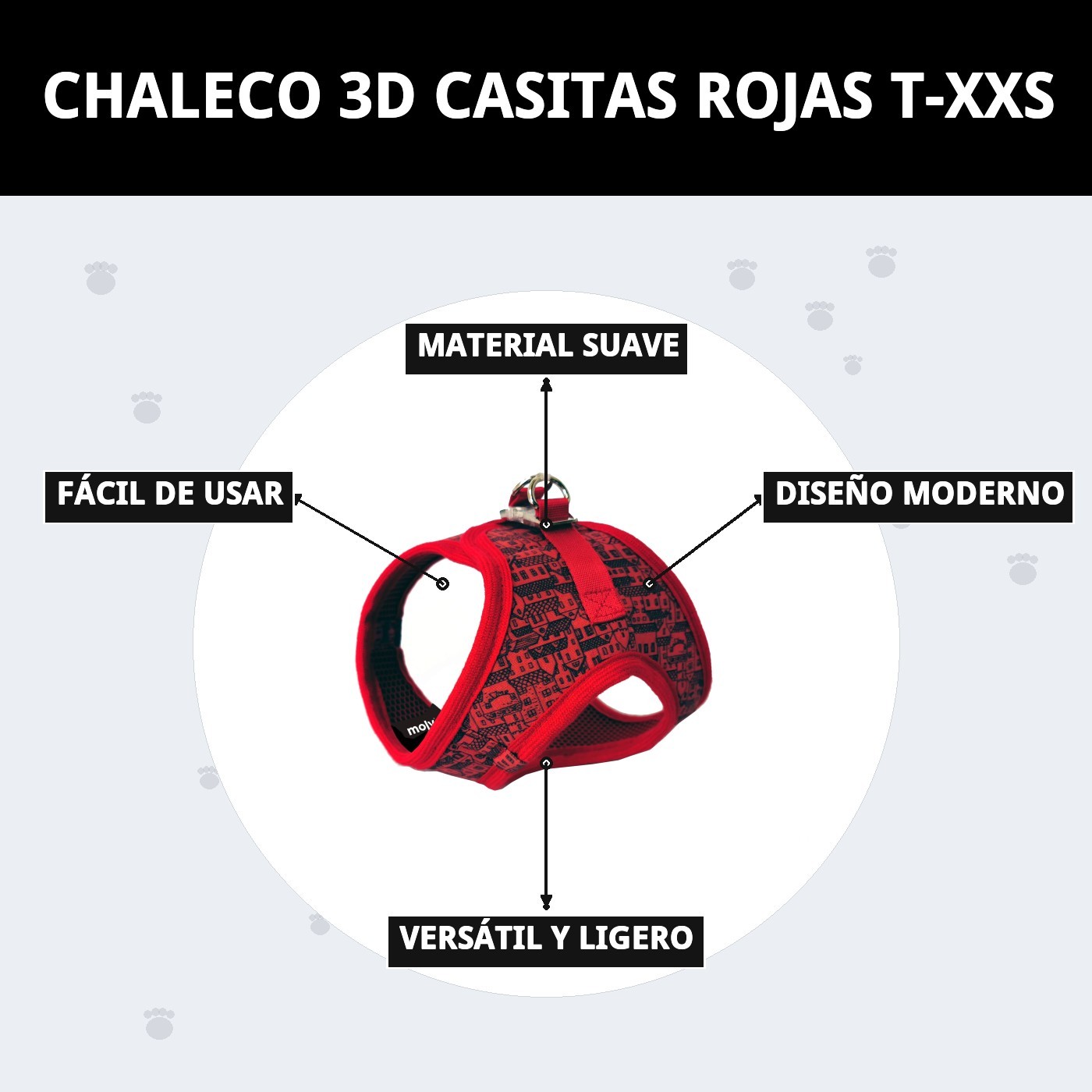 CHALECO 3D CASITAS ROJAS T-XXS