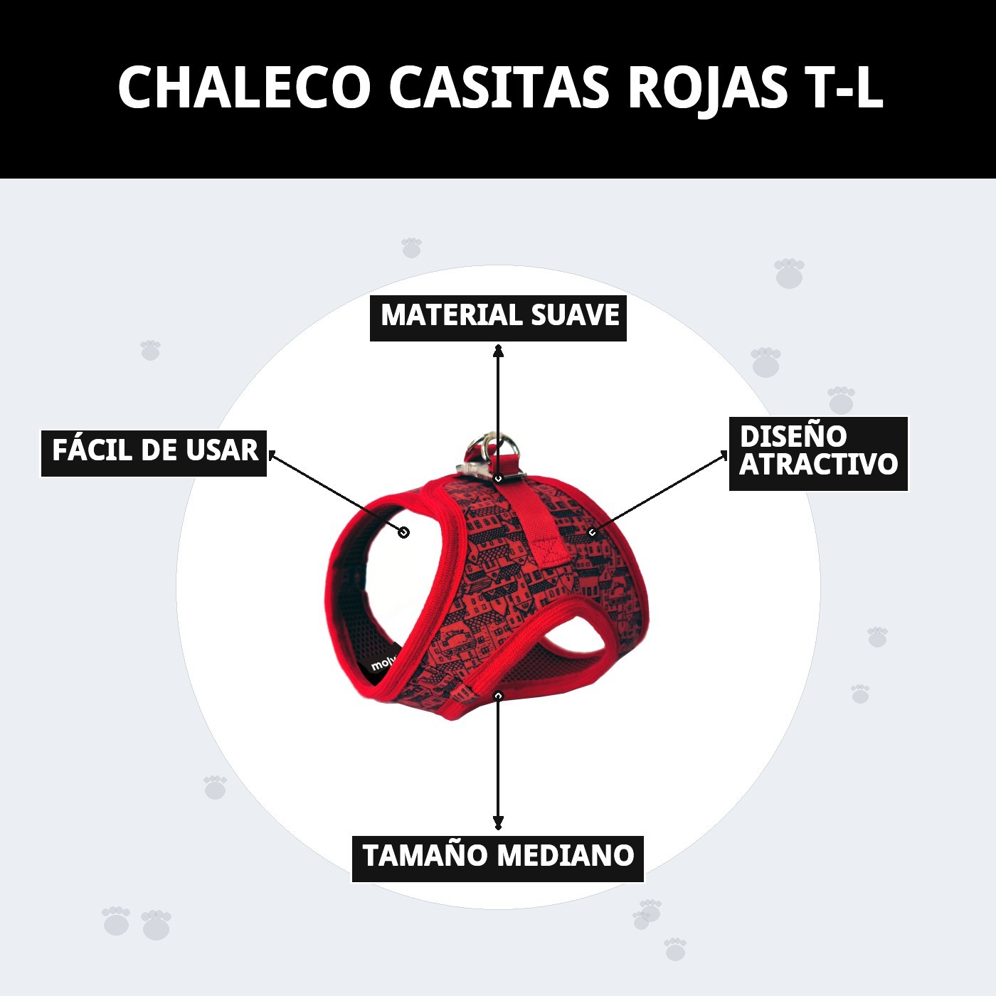 CHALECO CASITAS ROJAS T-L