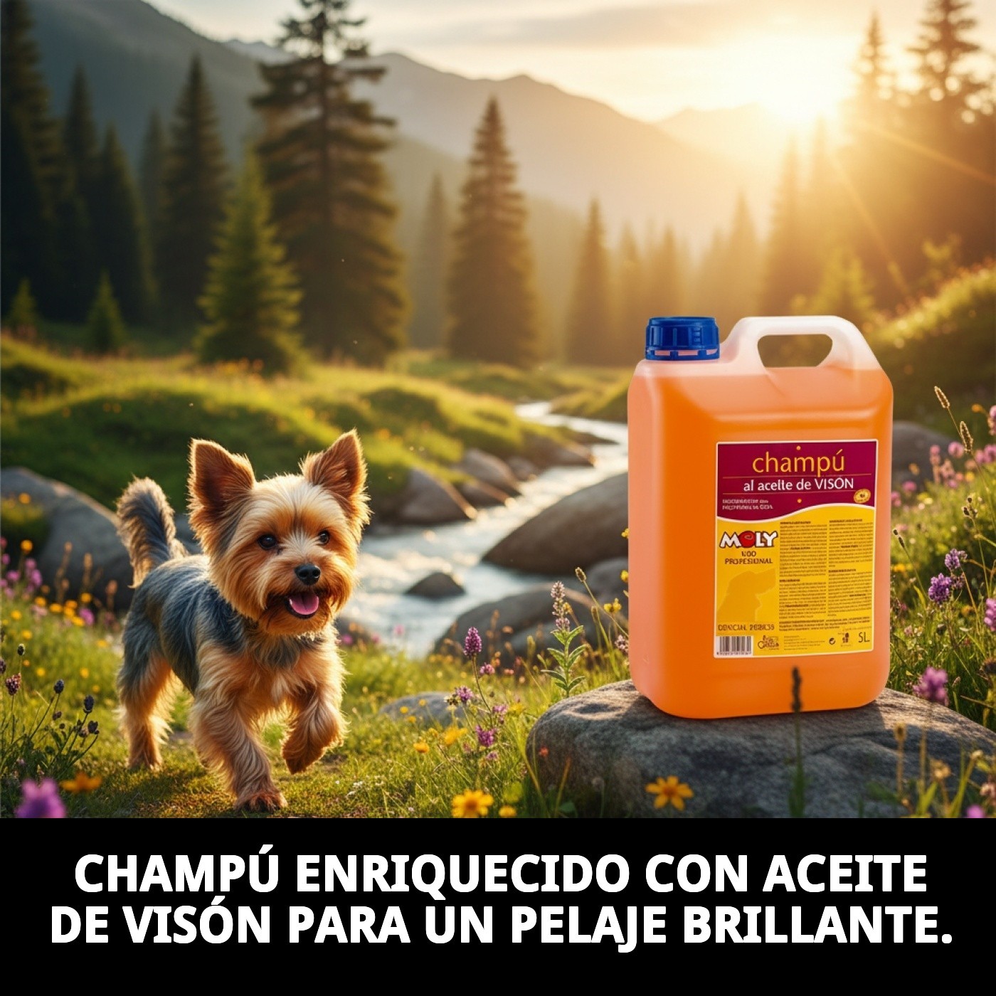 Champú Aceite de Visón Yorkshire 5 L Moly | Nutrición Profunda, Brillo y Suavidad para Pelos Largos