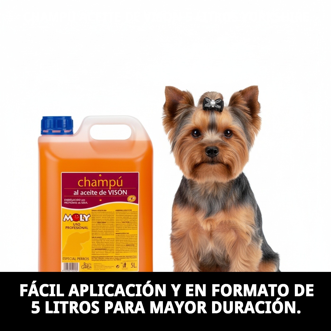 Champú Aceite de Visón Yorkshire 5 L Moly | Nutrición Profunda, Brillo y Suavidad para Pelos Largos