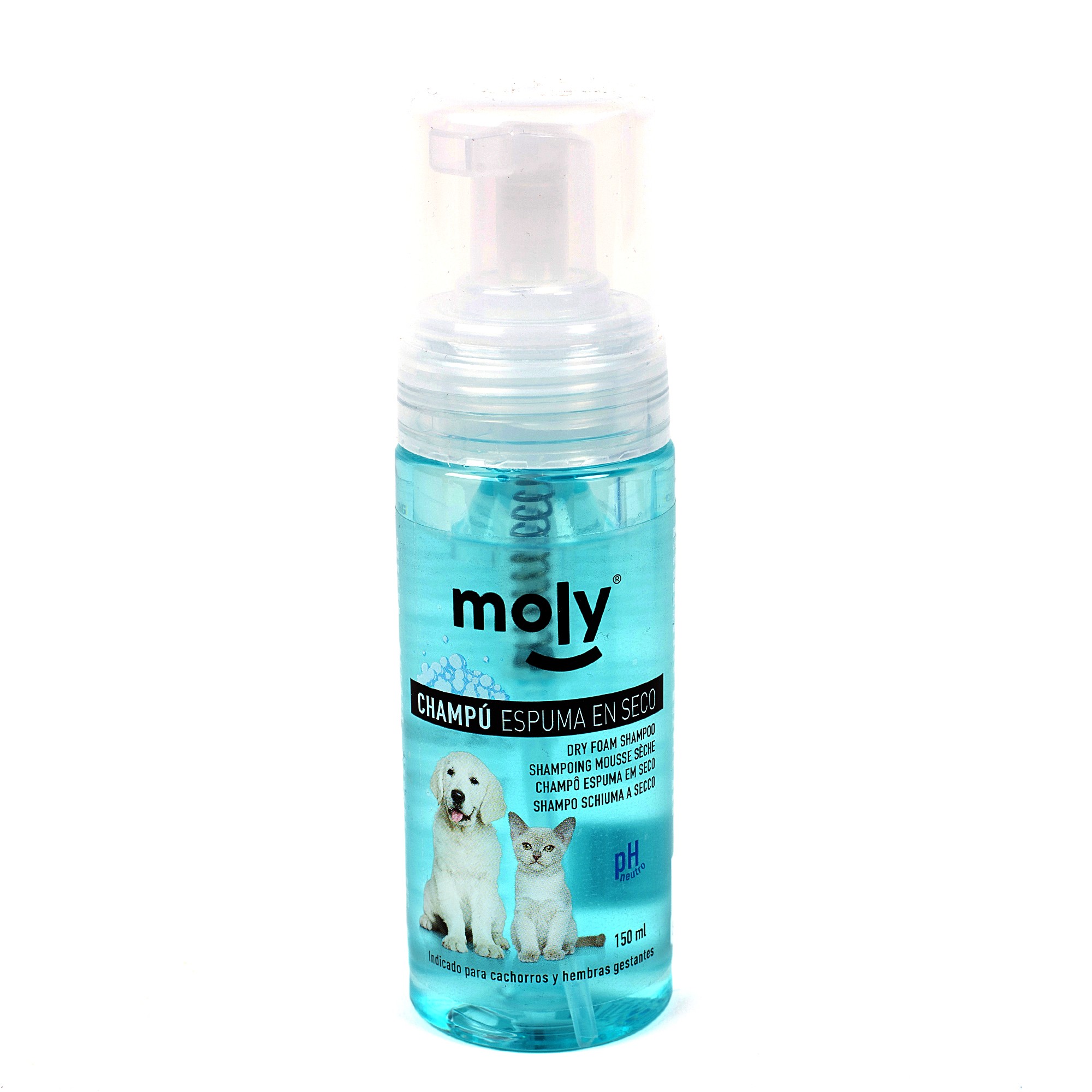 Champú en Seco en Espuma 150 ml Moly | Limpieza Rápida sin Agua para Perros y Gatos