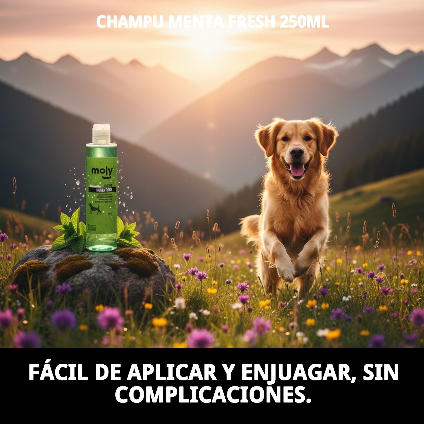 Champú Menta Fresh Repelente 250 ml Moly | Limpieza Refrescante y Suave para Perros de Todas las Razas