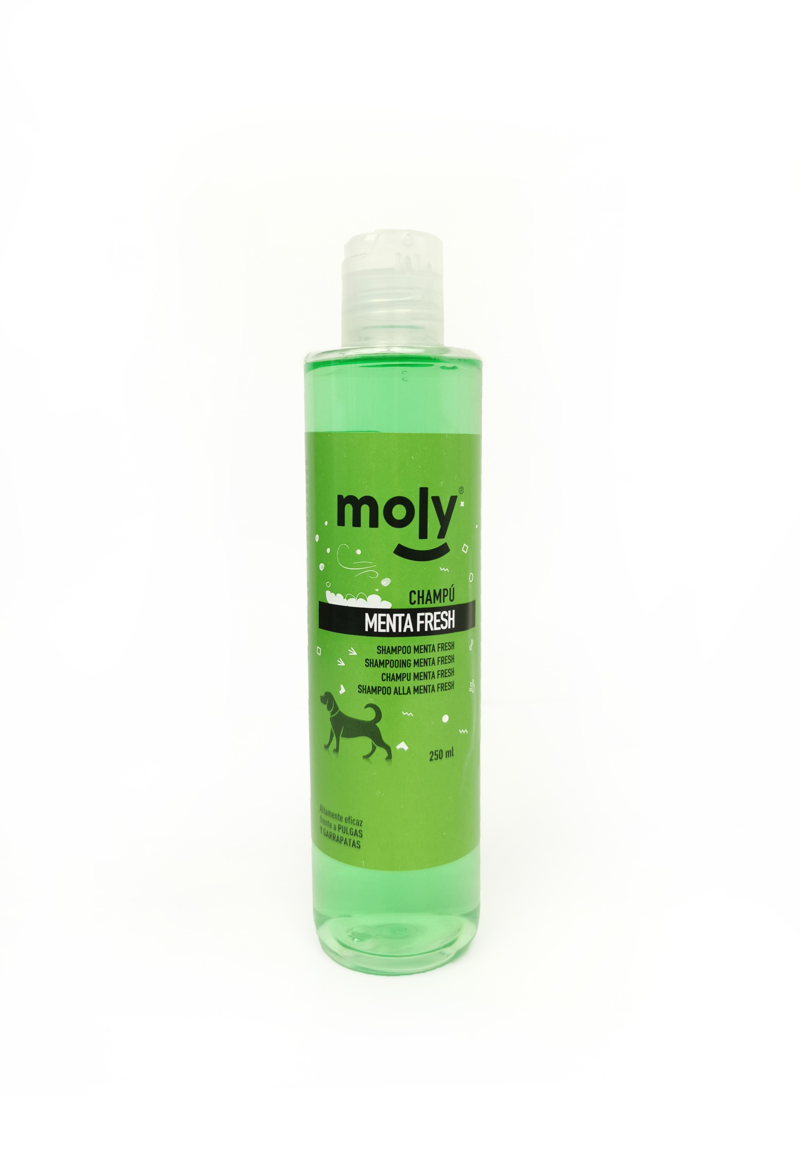 Champú Menta Fresh Repelente 250 ml Moly | Limpieza Refrescante y Suave para Perros de Todas las Razas