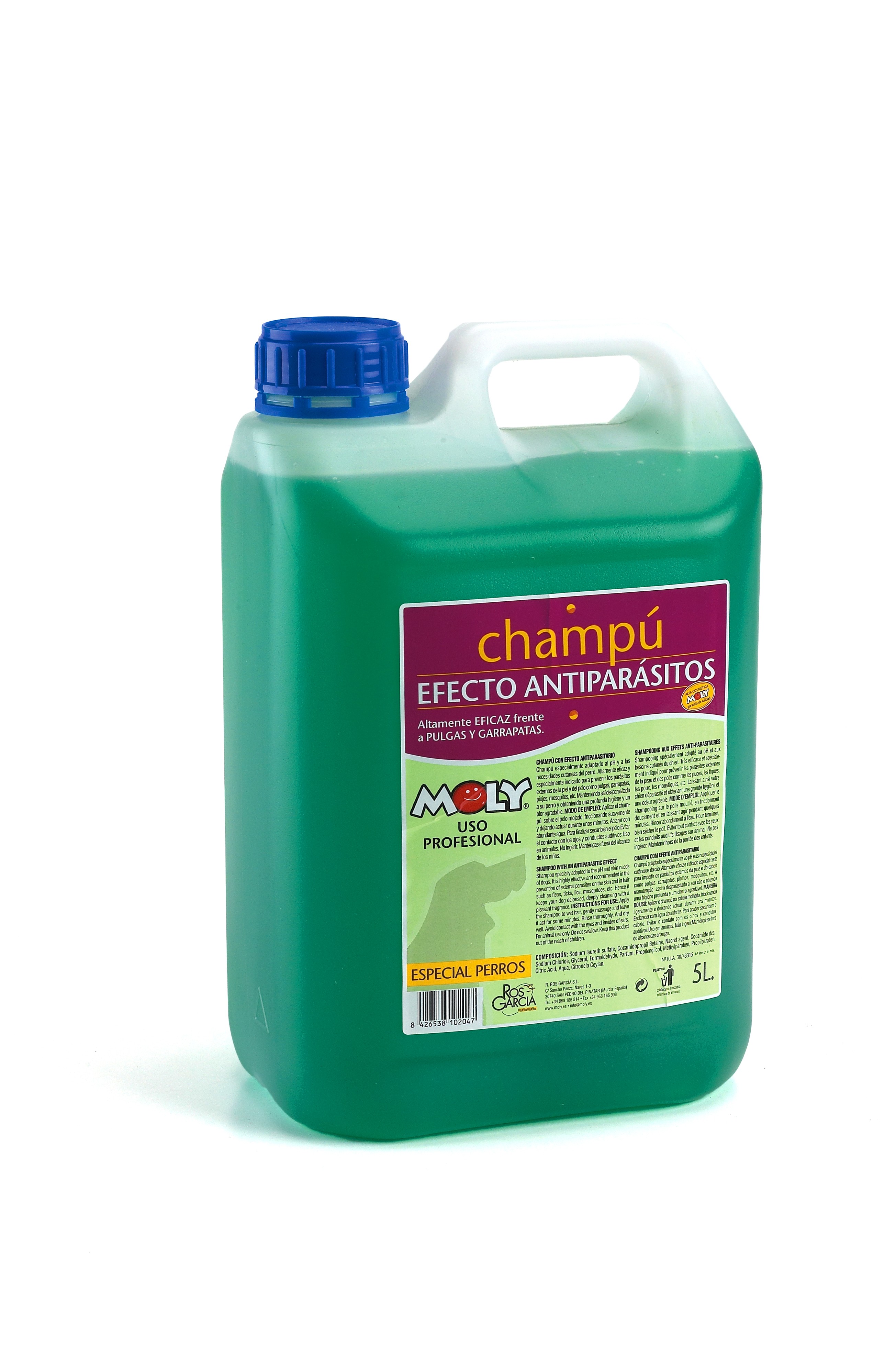 Champú Menta Fresh Repelente 5 L Moly | Frescor Intenso y Limpieza Profunda para Todo Tipo de Perros