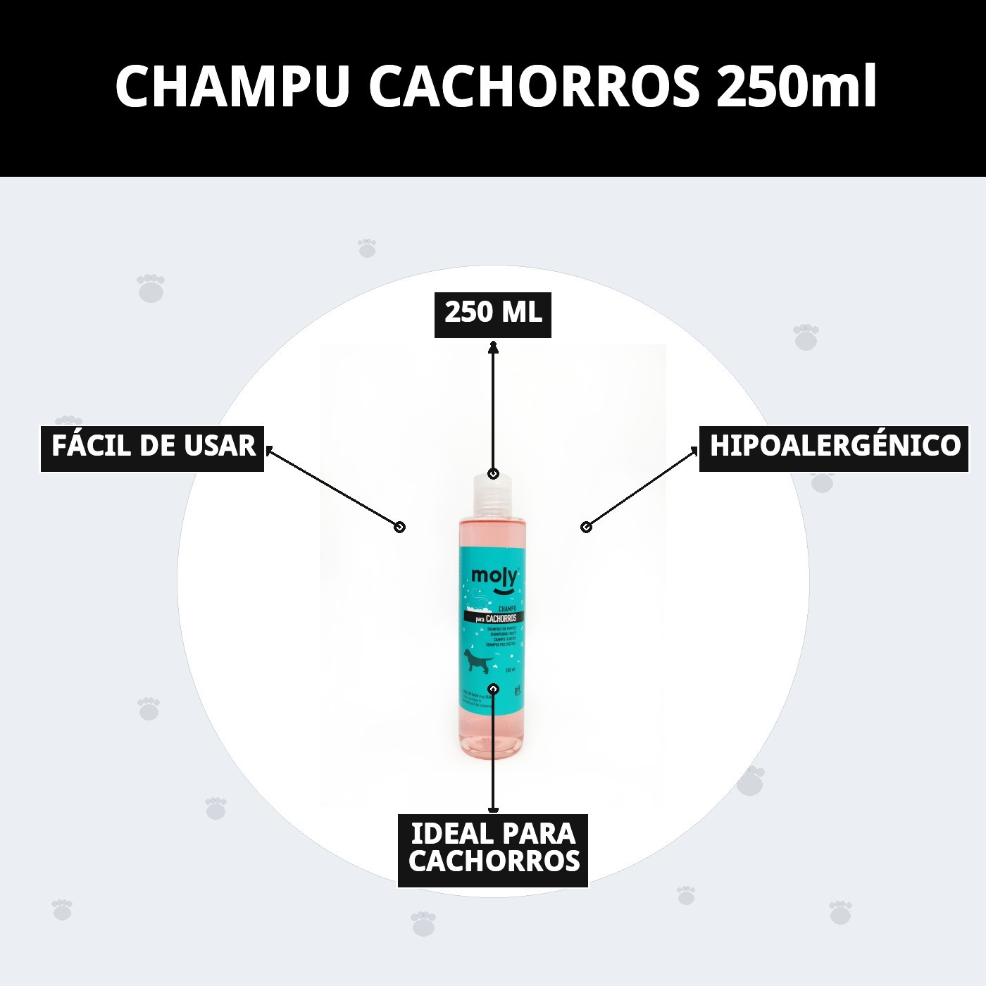 Champú para Cachorros 250 ml Moly | Limpieza Suave y Segura para Pieles Sensibles