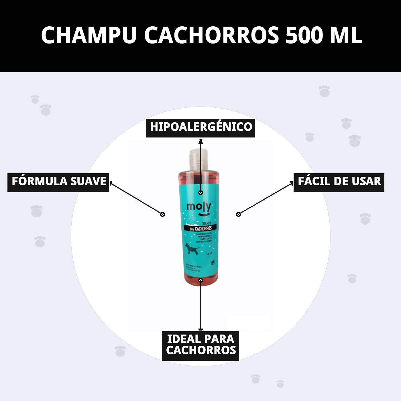 Champú para Cachorros 500 ml Moly | Limpieza Ultra Suave para Pieles Sensibles