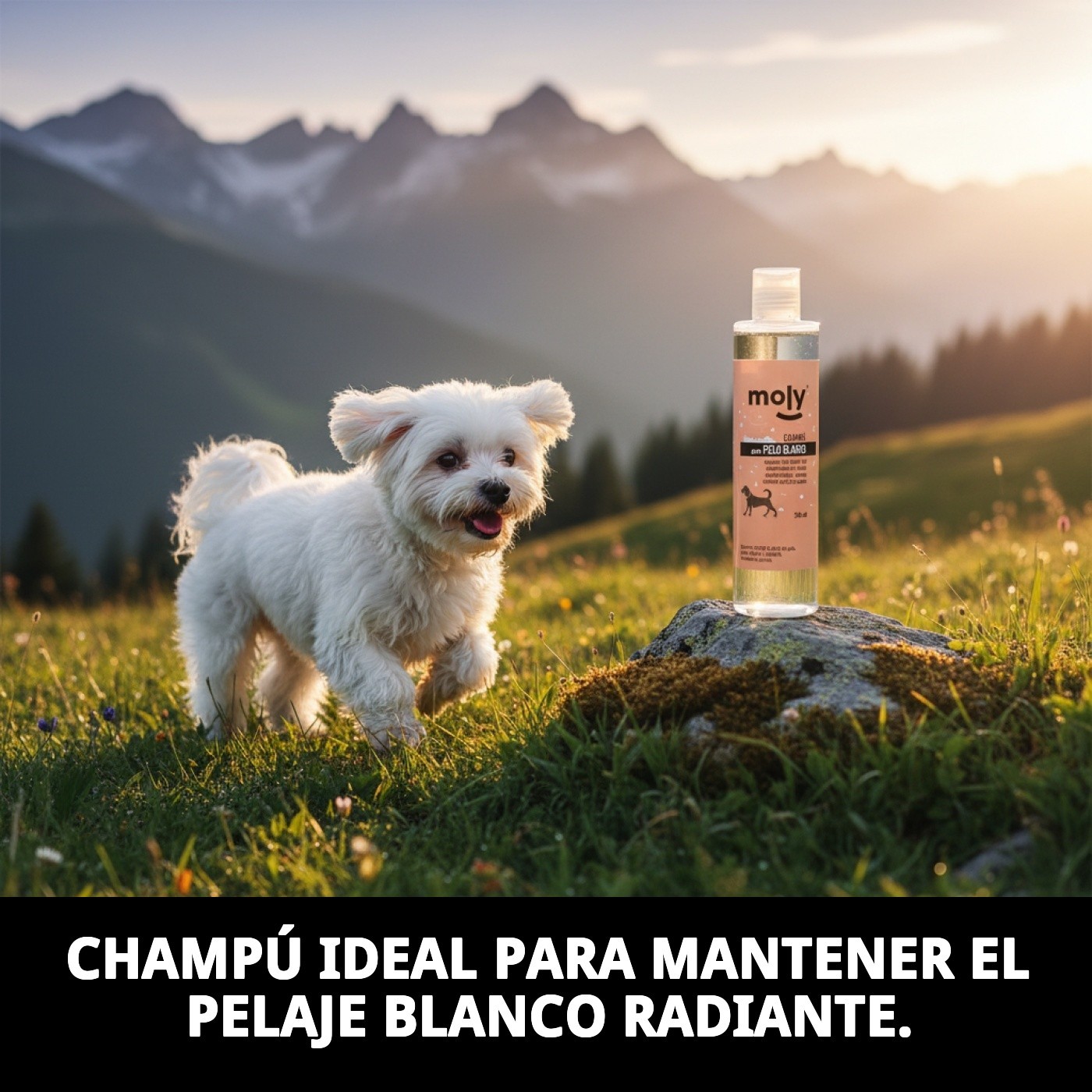 Champú Pelo Blanco 250 ml Moly | Ilumina, Desamarilla y Realza el Brillo del Pelaje Claro