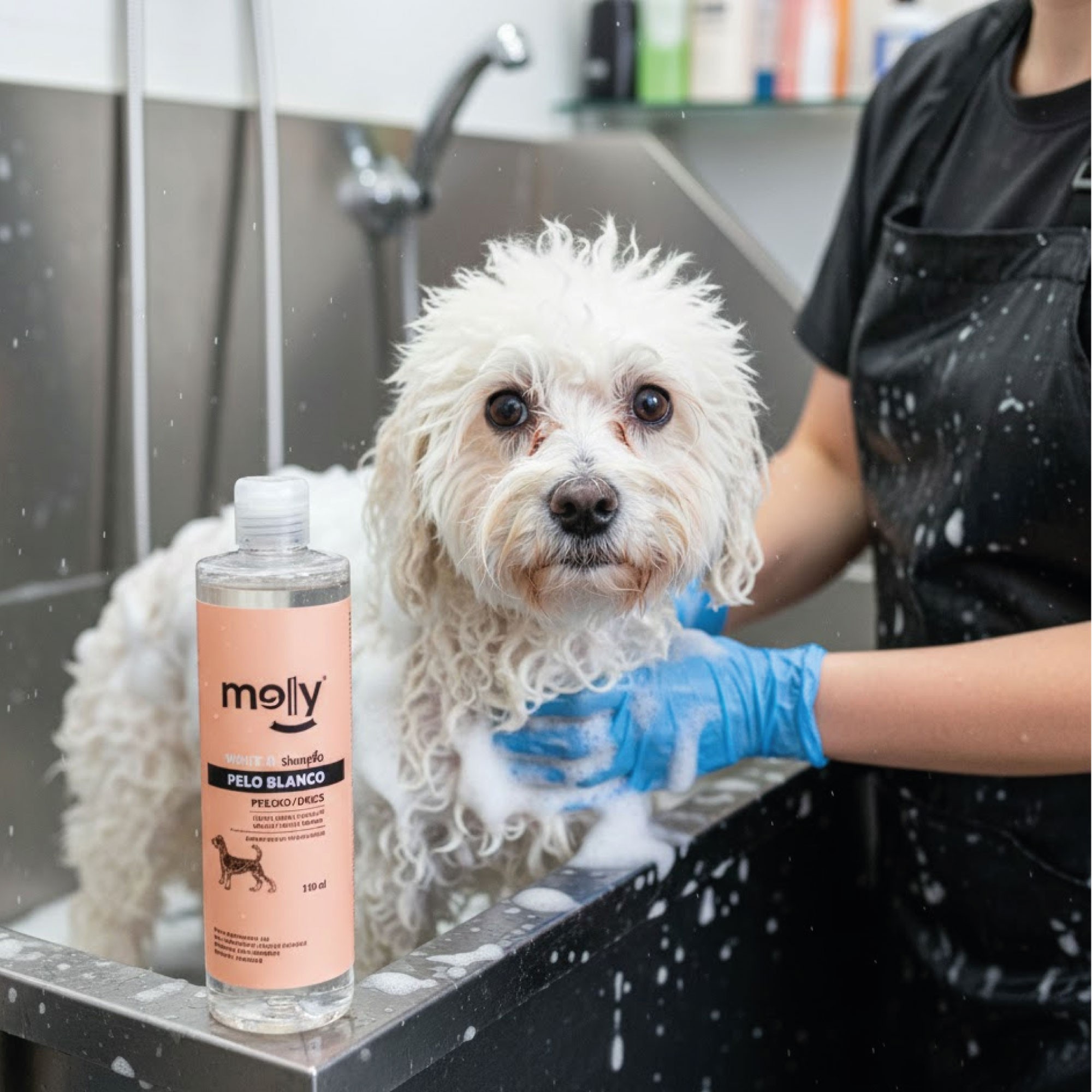 Champú Pelo Blanco 500 ml Moly | Iluminador Profesional para Pelajes Blancos y Claros
