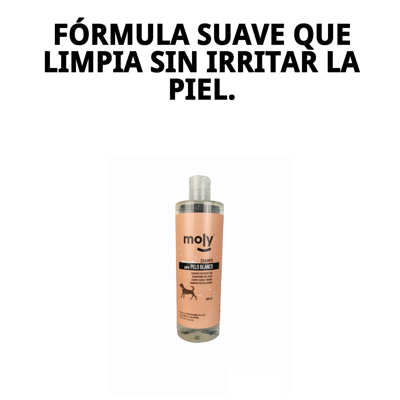 Champú Pelo Blanco 500 ml Moly | Iluminador Profesional para Pelajes Blancos y Claros
