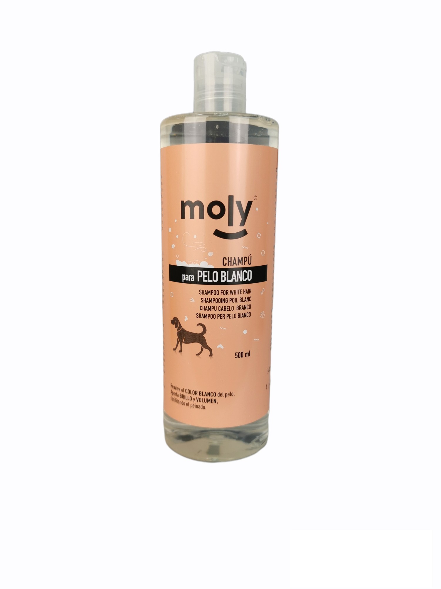 Champú Pelo Blanco 500 ml Moly | Iluminador Profesional para Pelajes Blancos y Claros