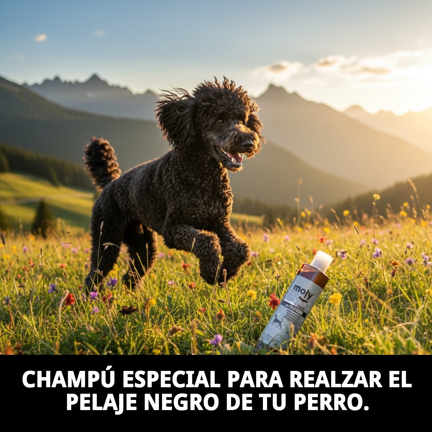 Champú Pelo Negro 250 ml Moly | Intensifica el Color y Aporta Brillo al Pelaje Oscuro