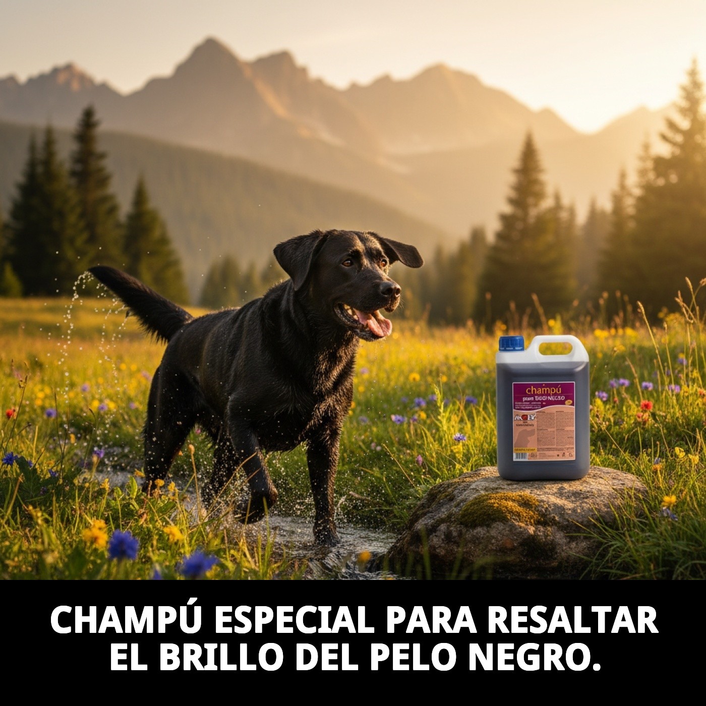 Champú Pelo Negro 5 L Moly | Realza el Color, Brillo y Vitalidad del Pelaje Oscuro