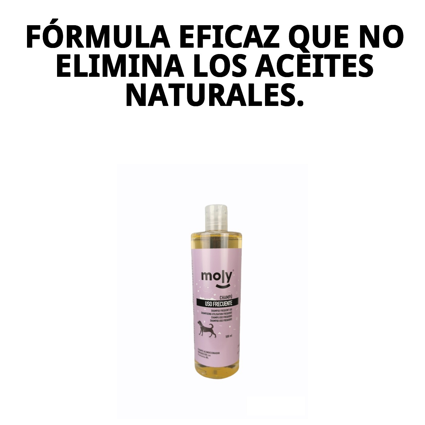 Champú Uso Frecuente 500 ml Moly | Limpieza Suave y Diario para Todo Tipo de Perros