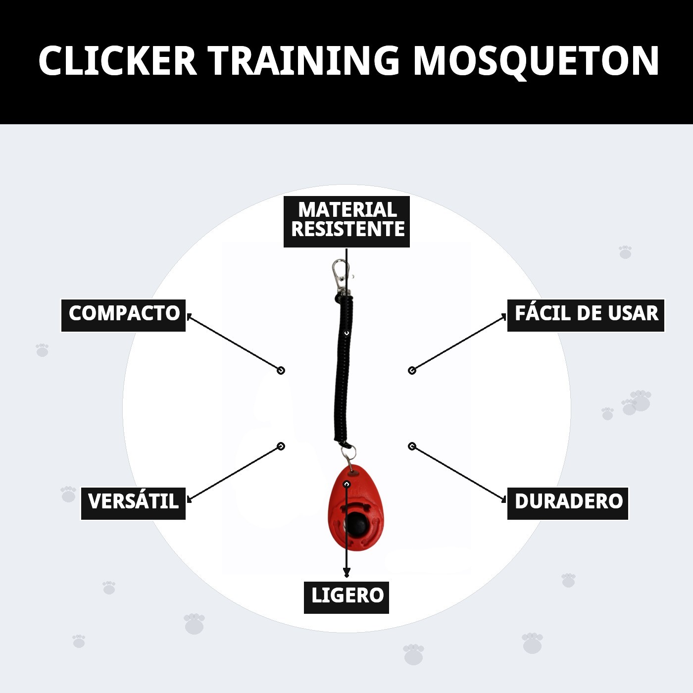 Clicker Training con Mosquetón Moly | Herramienta de Adiestramiento Precisa y Fácil de Usar