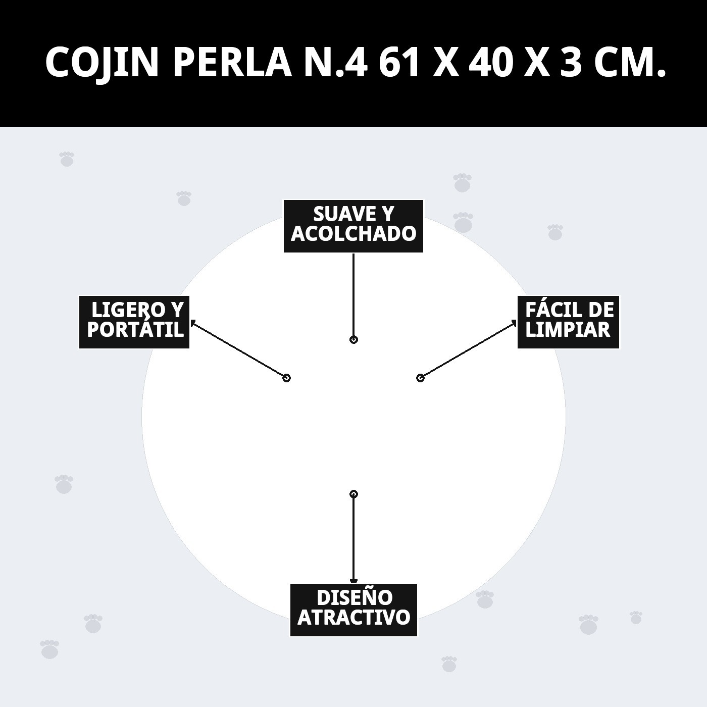 COJIN PERLA N.4 61 X 40 X 3 CM.