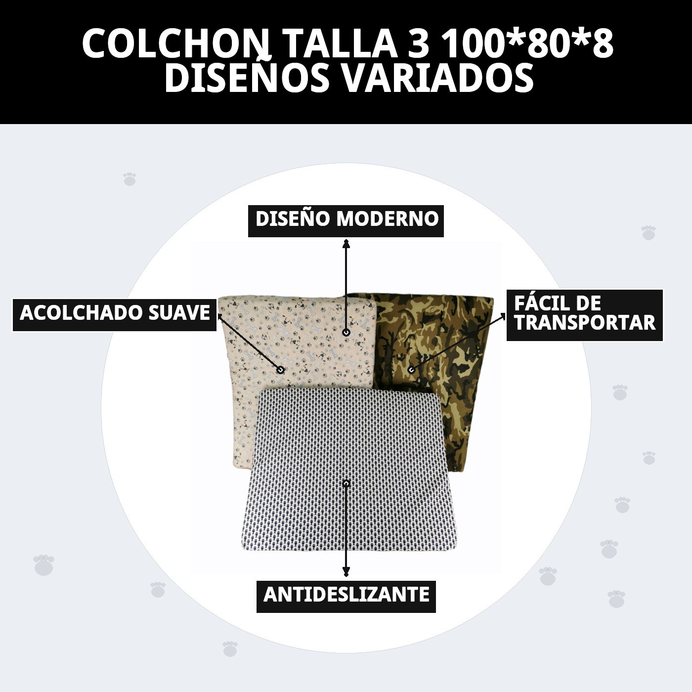 COLCHON TALLA 3 100*80*8 DISEÑOS VARIADOS