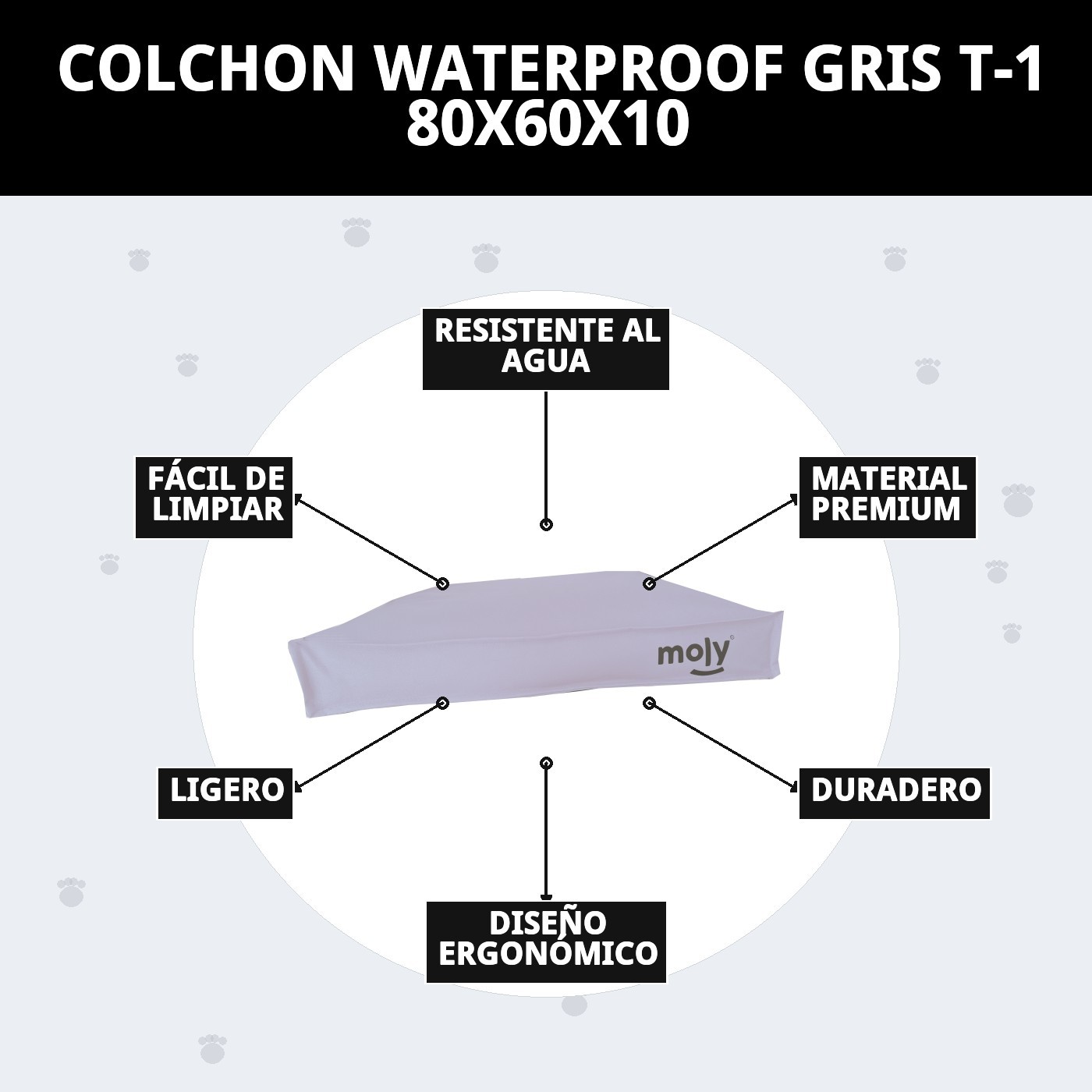 COLCHON WATERPROOF GRIS T-1 80X60X10