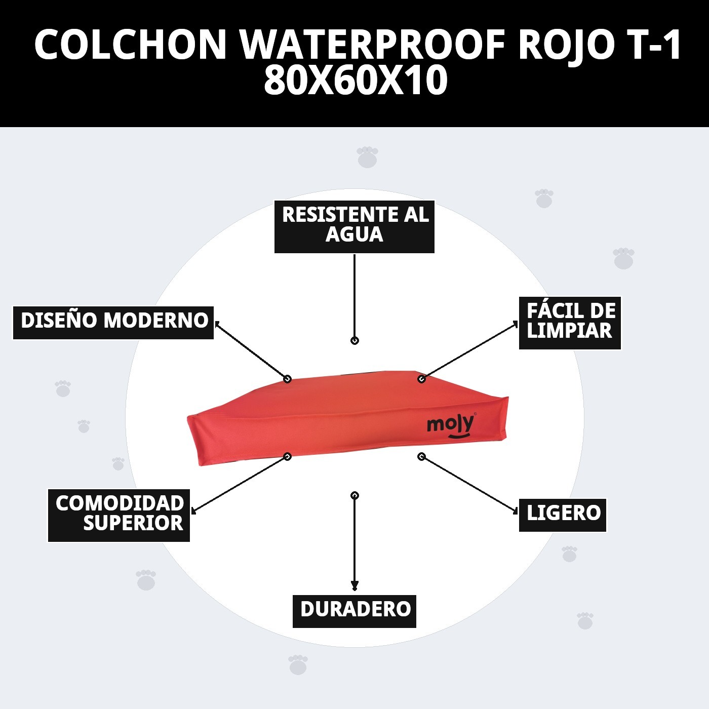 COLCHON WATERPROOF ROJO T-1 80X60X10
