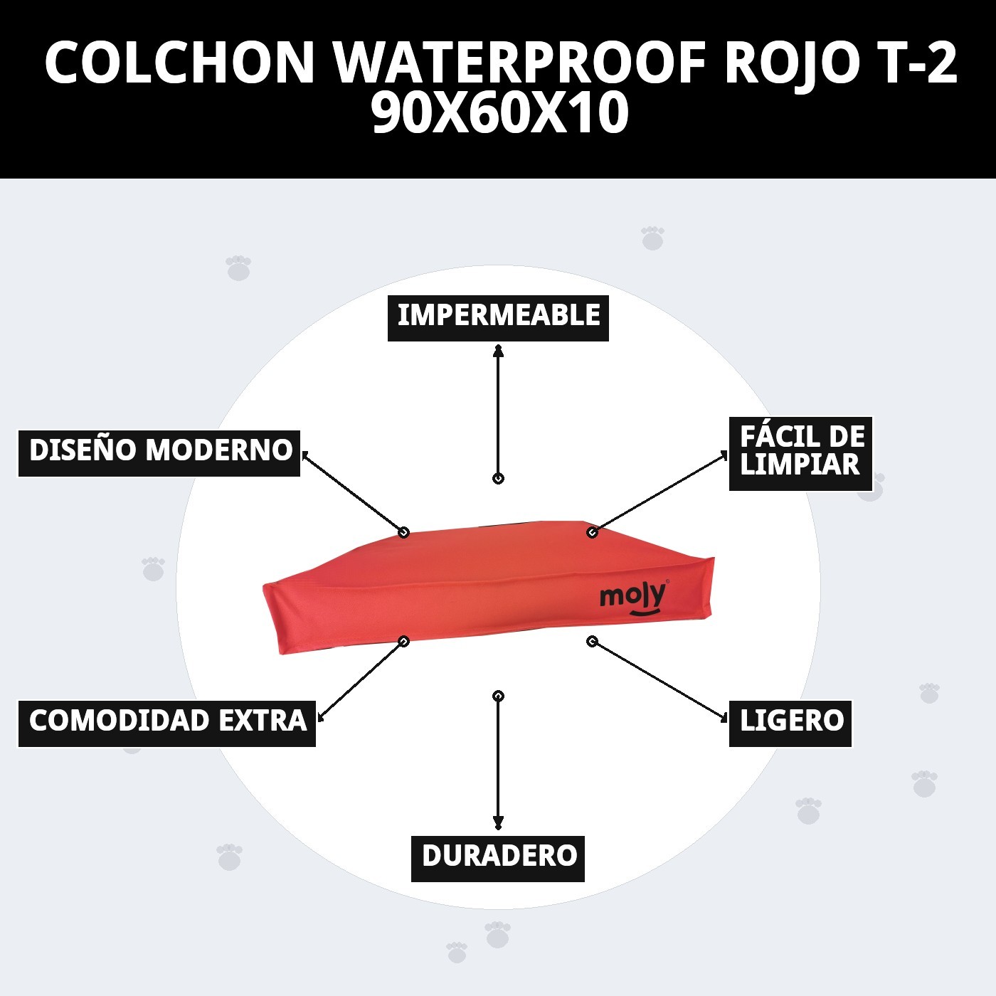 COLCHON WATERPROOF ROJO T-2 90X60X10