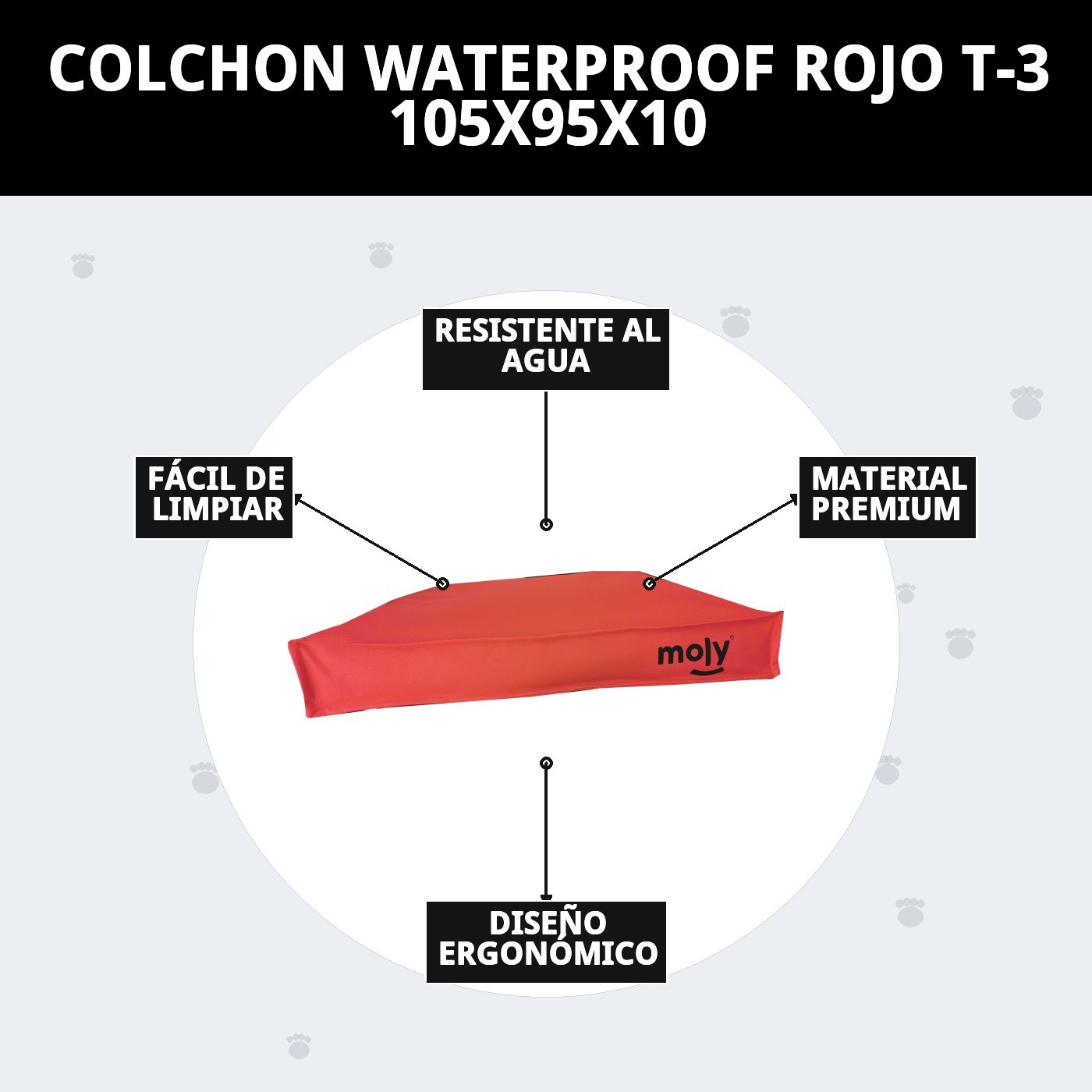 COLCHON WATERPROOF ROJO T-3 105X95X10