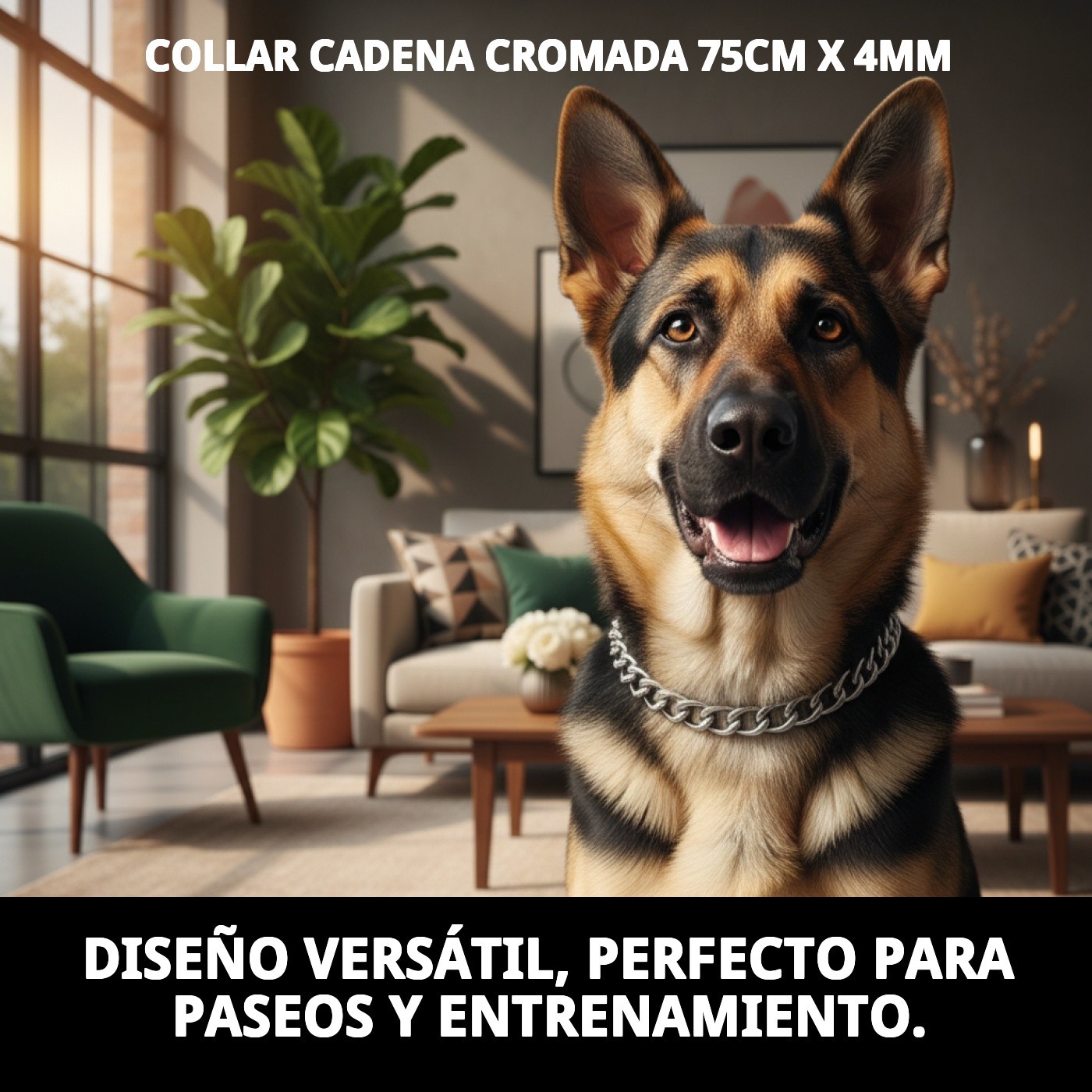 COLLAR CADENA CROMADA 75cm X 4mm