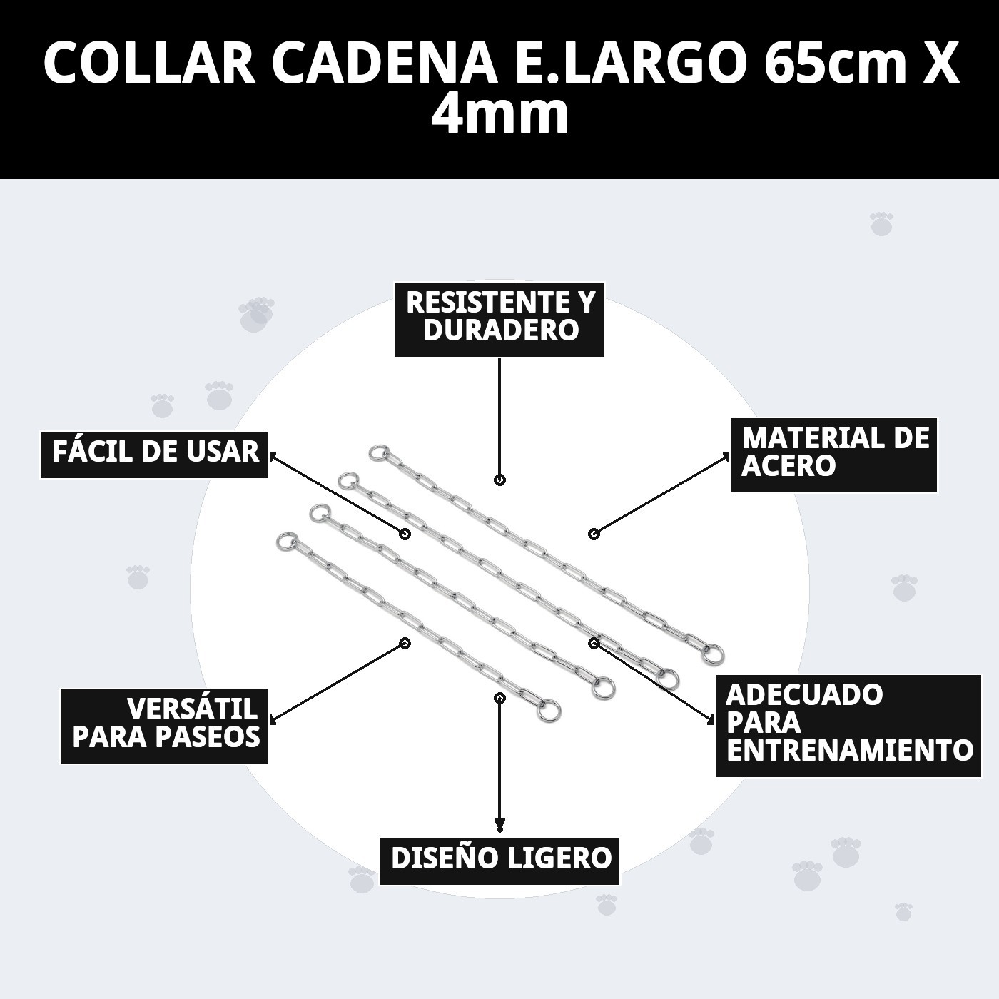 COLLAR CADENA E.LARGO 65cm X 4mm