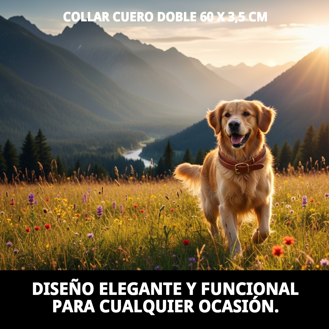 COLLAR CUERO DOBLE 60 X 3,5 cm