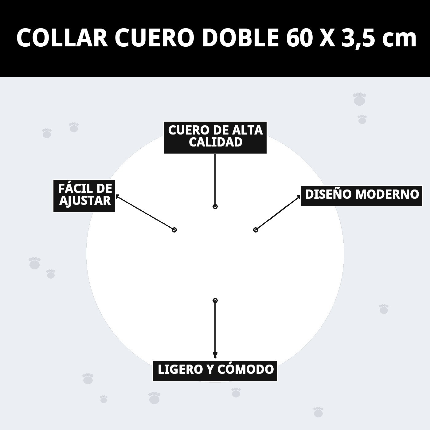 COLLAR CUERO DOBLE 60 X 3,5 cm