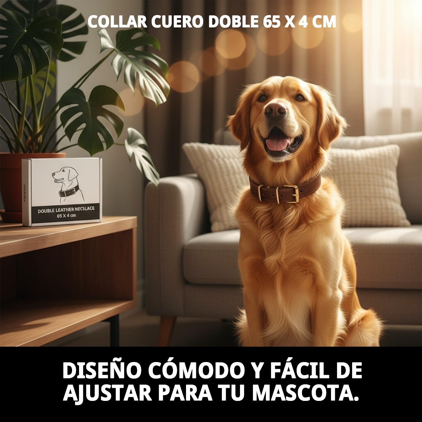 COLLAR CUERO DOBLE 65 X 4 cm