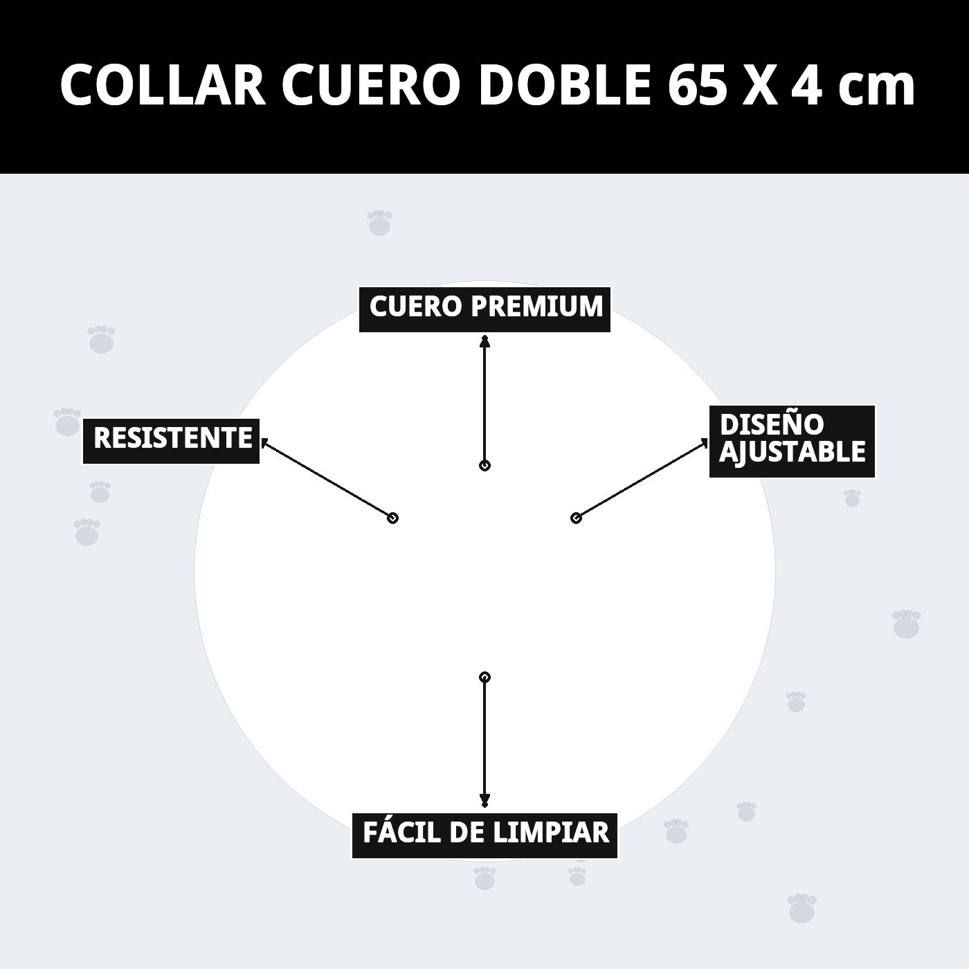 COLLAR CUERO DOBLE 65 X 4 cm