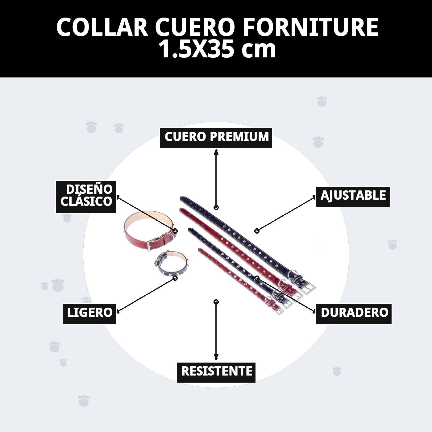 COLLAR CUERO FORNITURE 1.5X35 cm