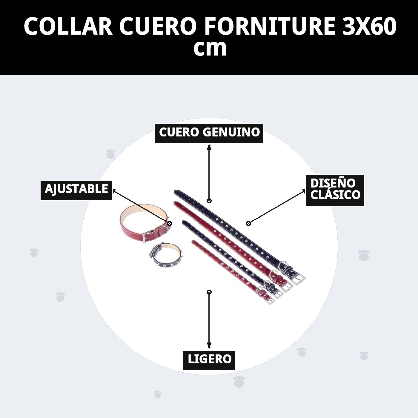 COLLAR CUERO FORNITURE 3X60 cm