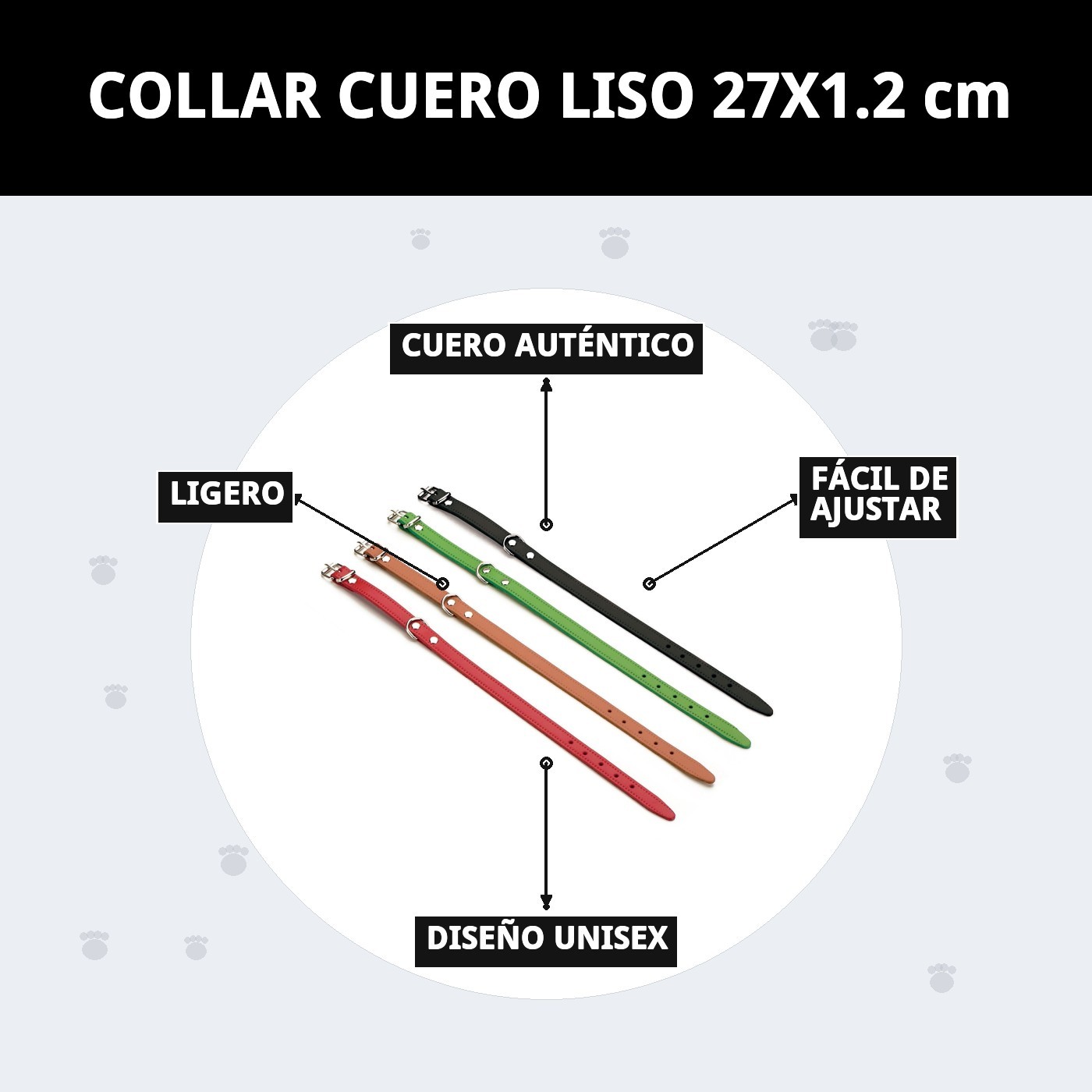 COLLAR CUERO LISO 27X1.2 cm