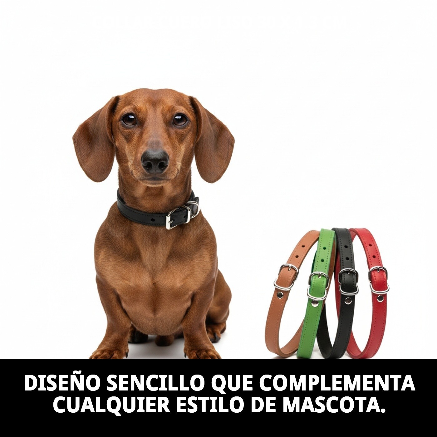 COLLAR CUERO LISO 30 X 1.3 CM