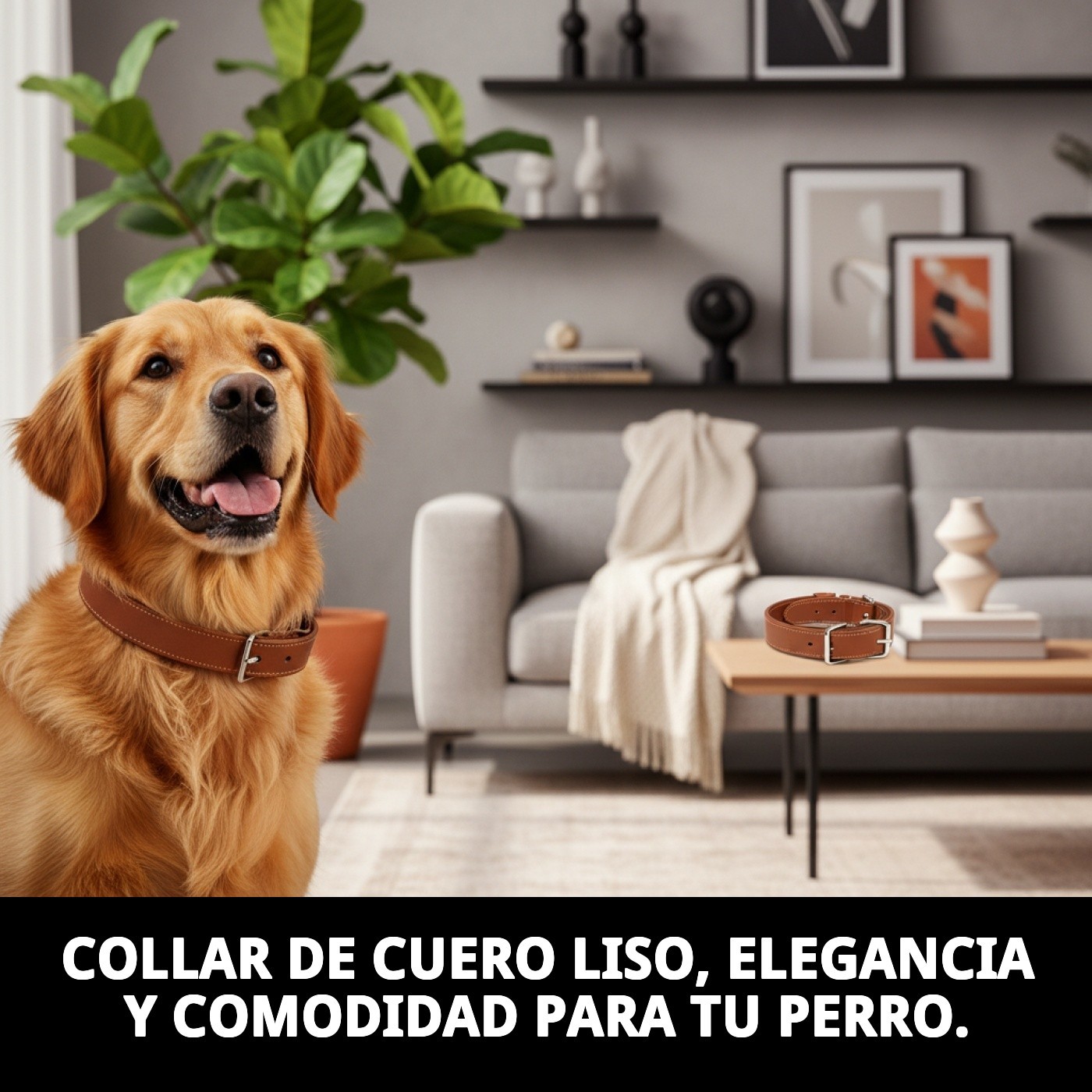 COLLAR CUERO LISO 40X1.5 cm