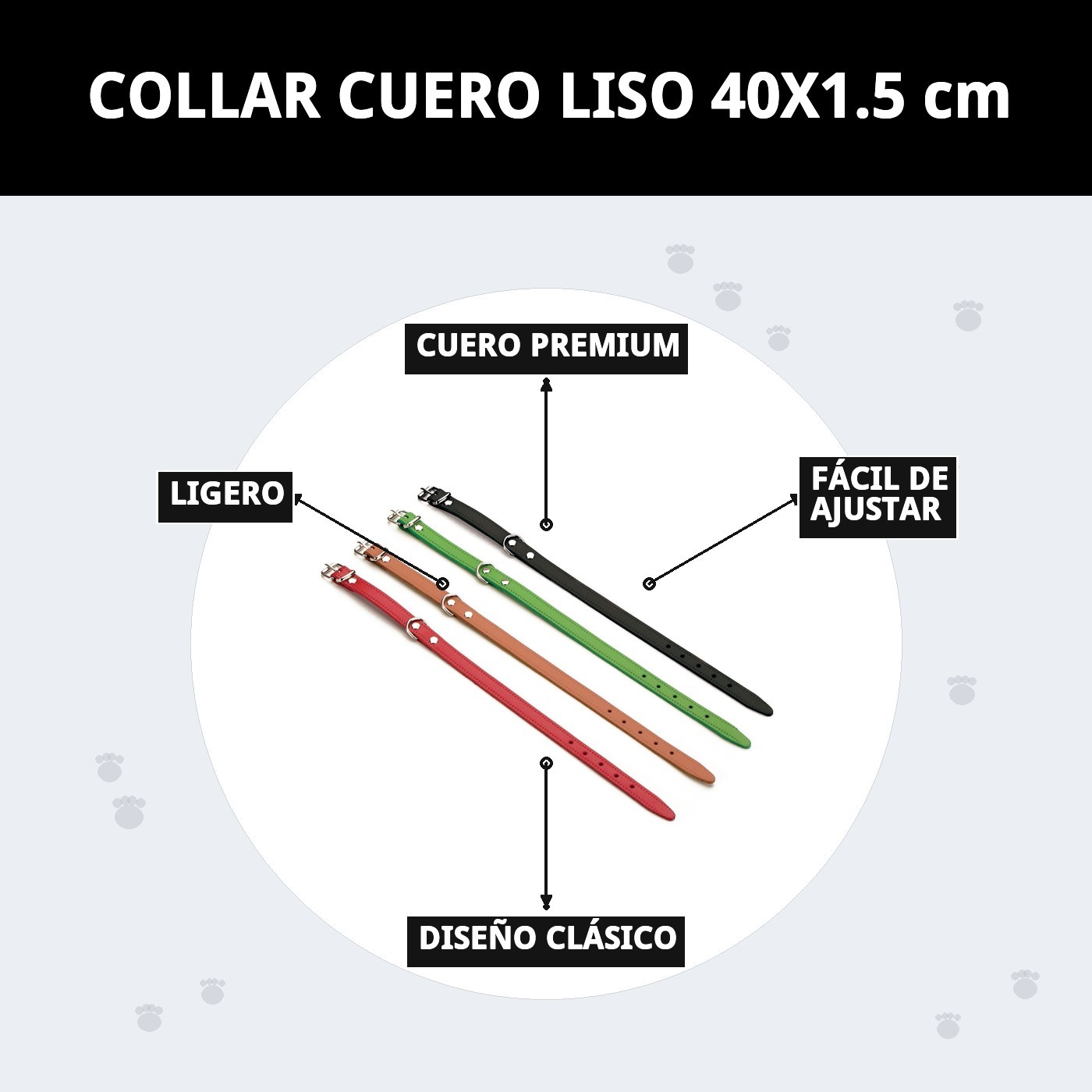 COLLAR CUERO LISO 40X1.5 cm