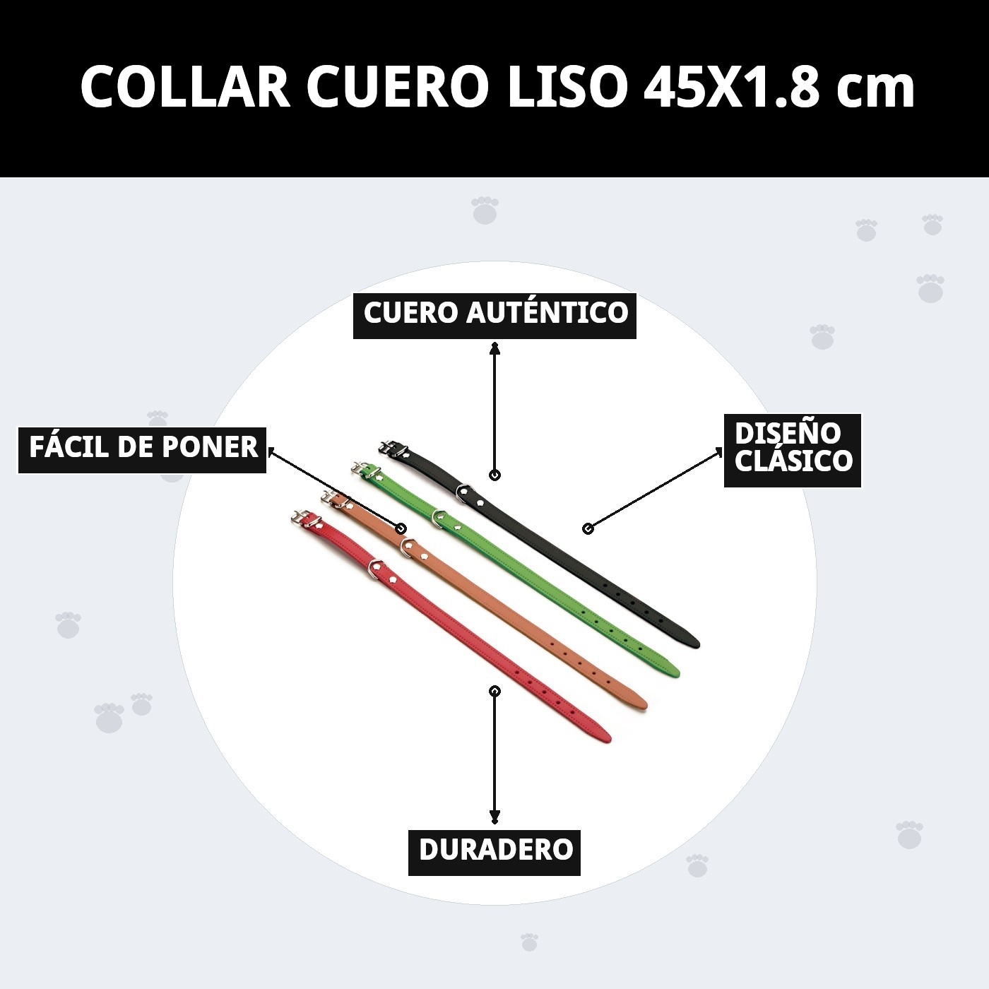 COLLAR CUERO LISO 45X1.8 cm