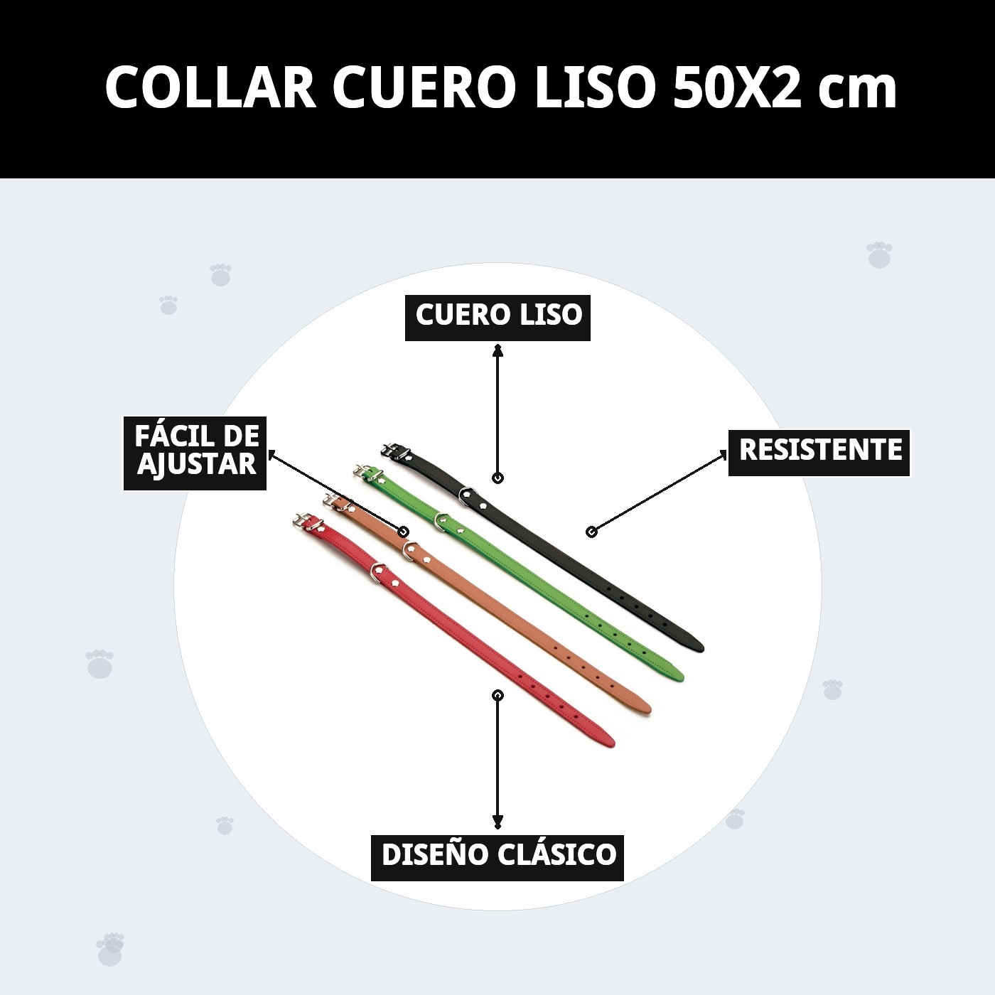 COLLAR CUERO LISO 50X2 cm