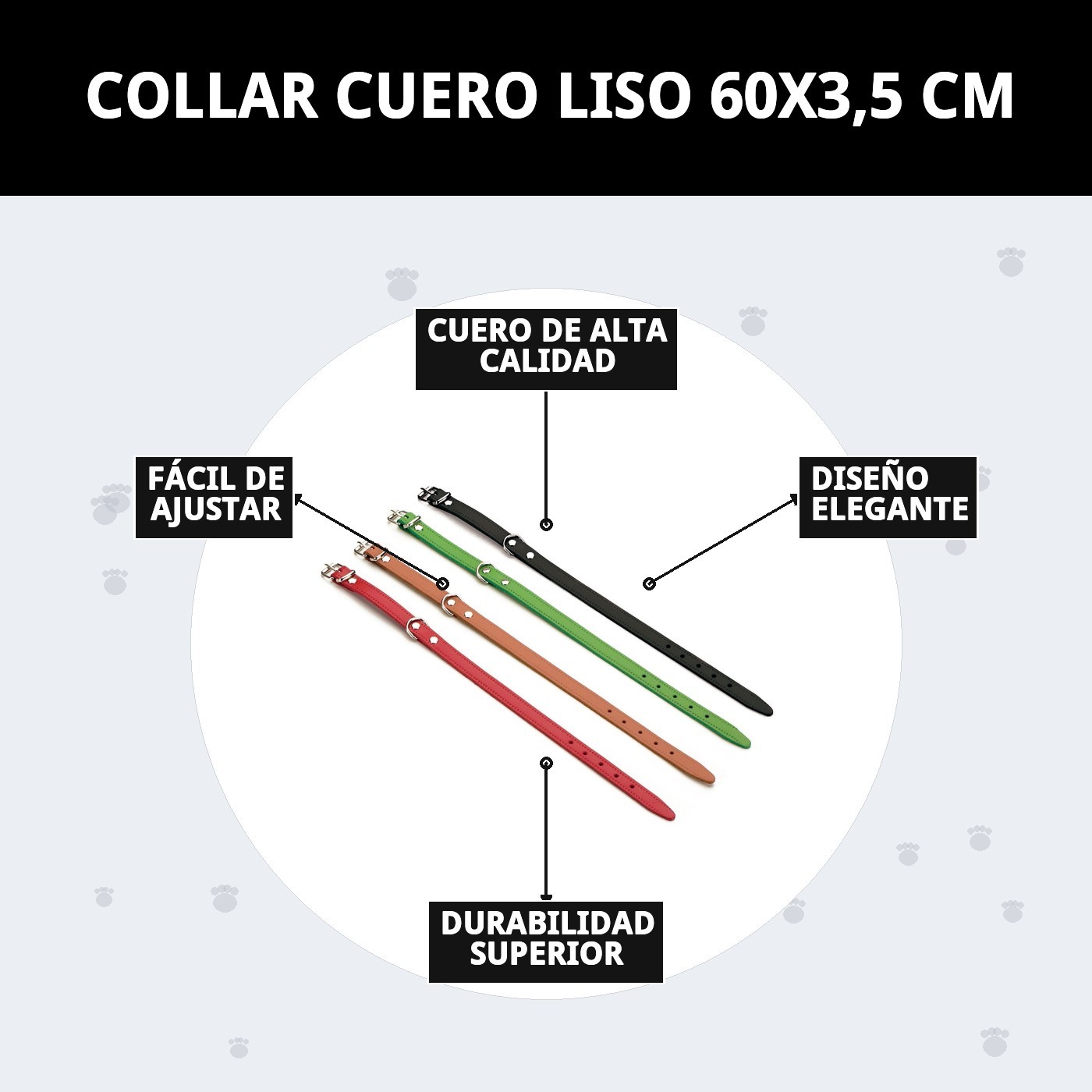 COLLAR CUERO LISO 60X3,5 CM