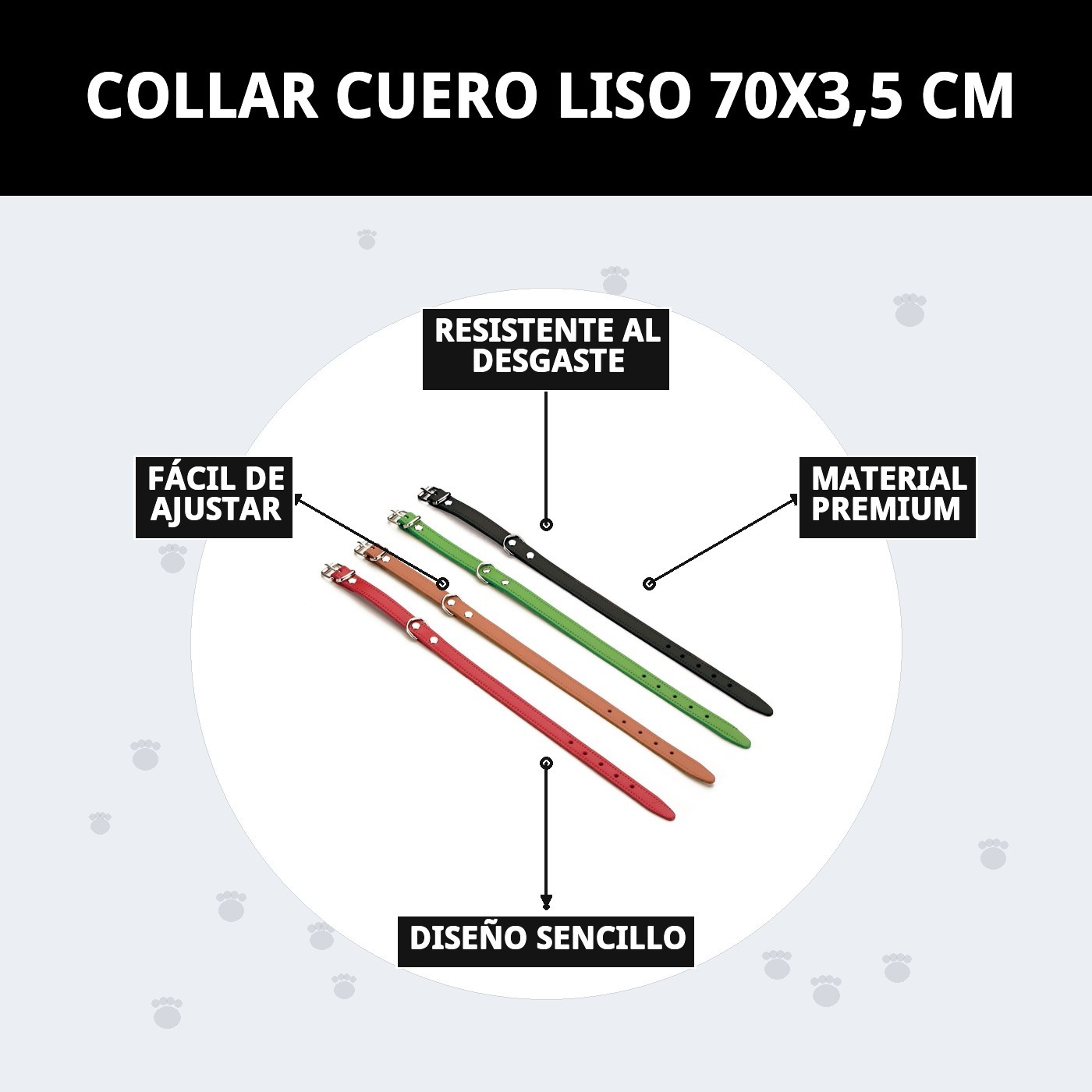 COLLAR CUERO LISO 70X3,5 CM