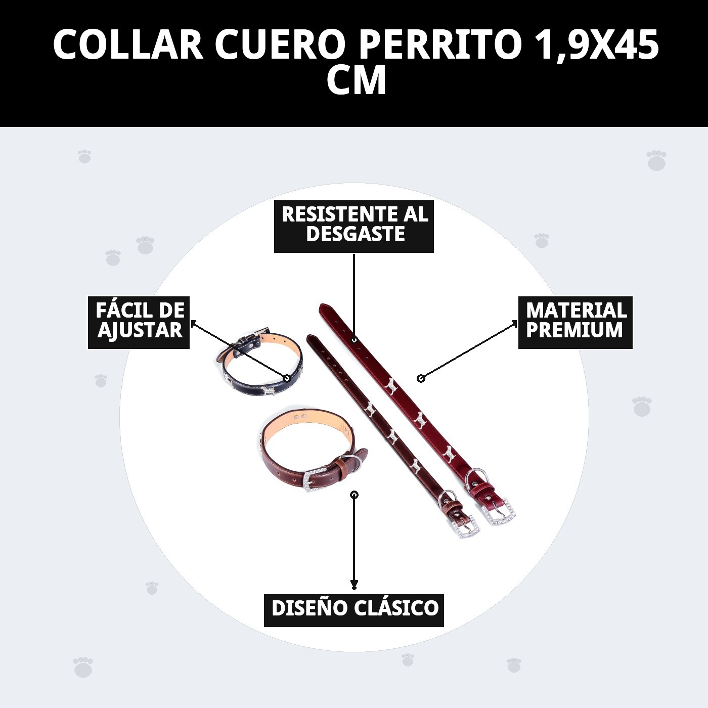 COLLAR CUERO PERRITO 1,9X45 CM