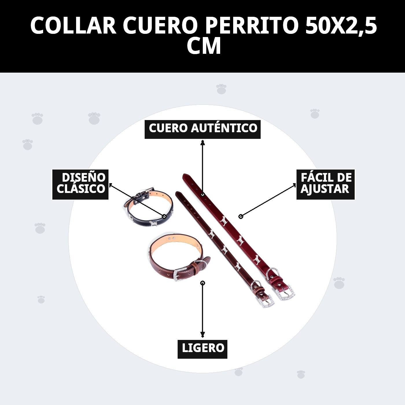 COLLAR CUERO PERRITO 50X2,5 CM