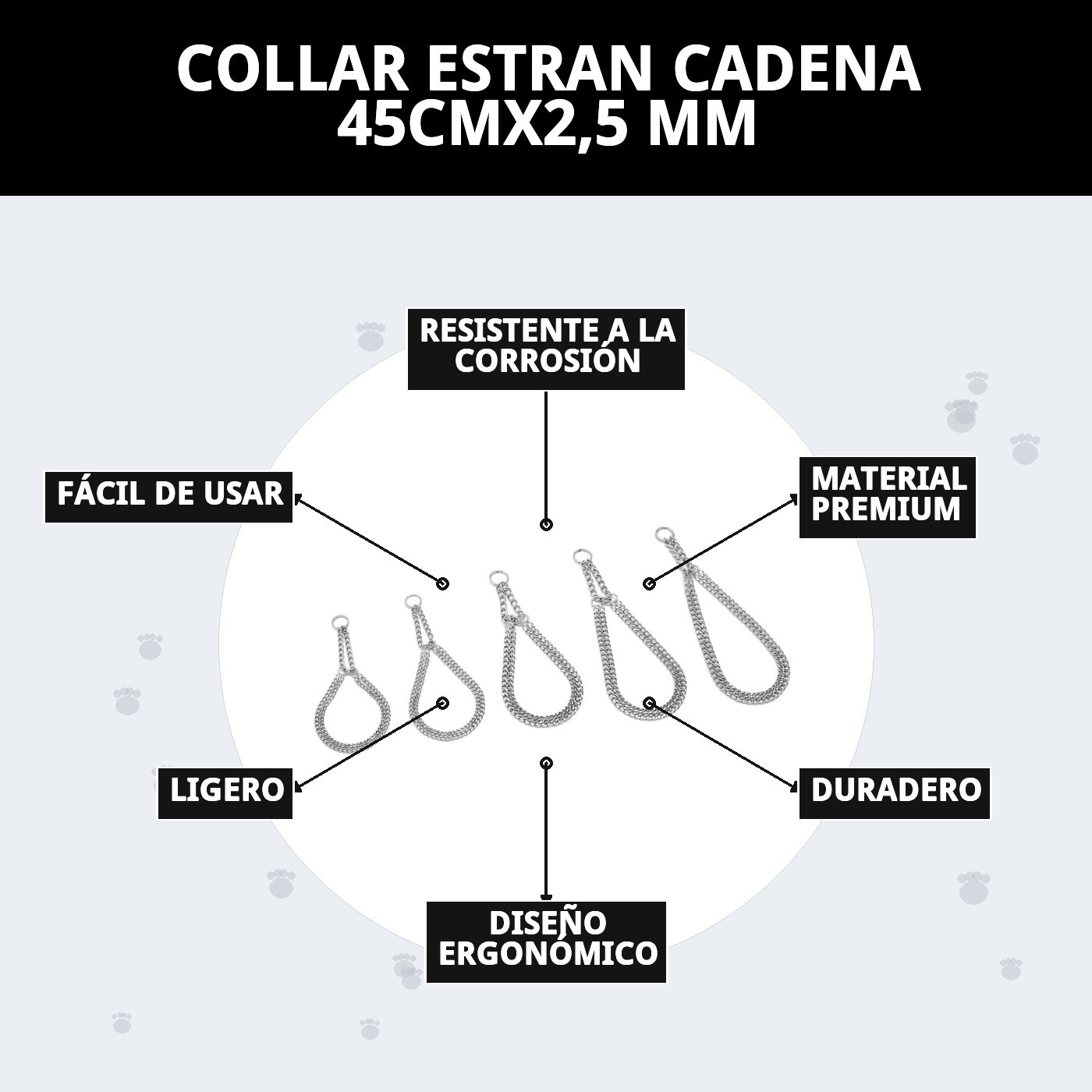 COLLAR ESTRAN CADENA 45CMX2,5 MM