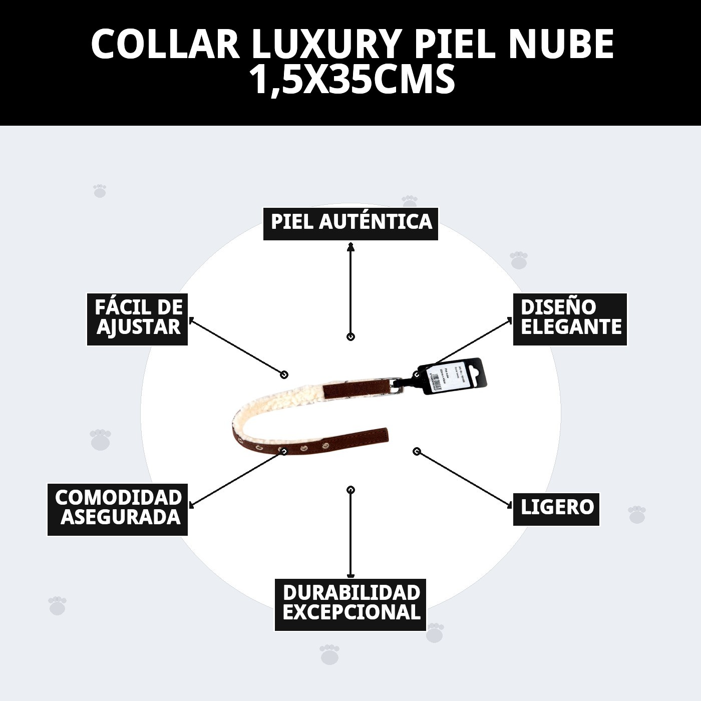 COLLAR LUXURY PIEL NUBE 1,5X35CMS