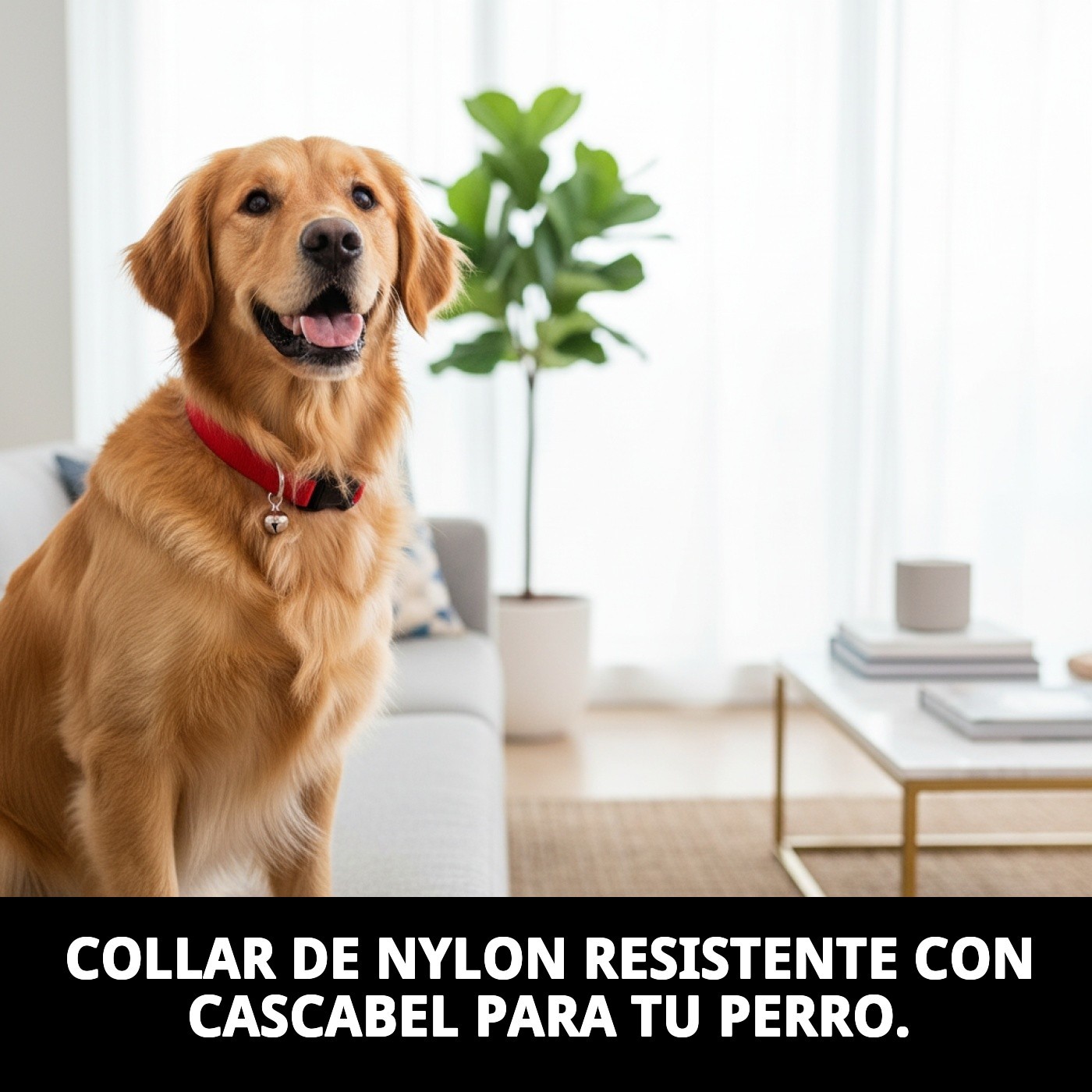 COLLAR NYLON LISO 23-35 X 1cm C/ CASCABEL