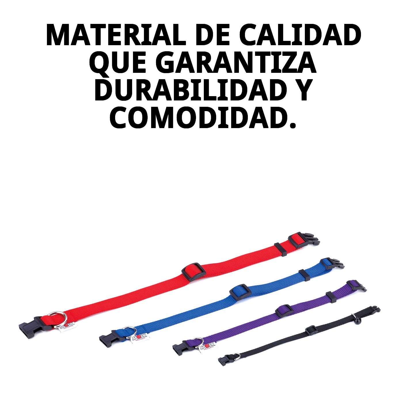 COLLAR NYLON LISO 23-35 X 1cm C/ CASCABEL