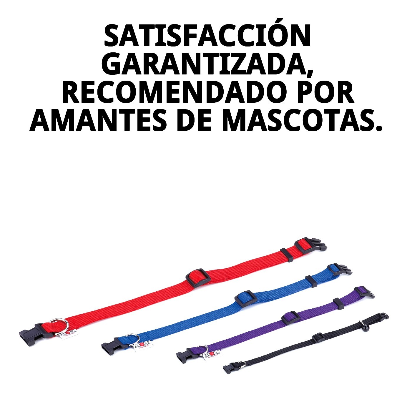 COLLAR NYLON LISO 23-35 X 1cm C/ CASCABEL